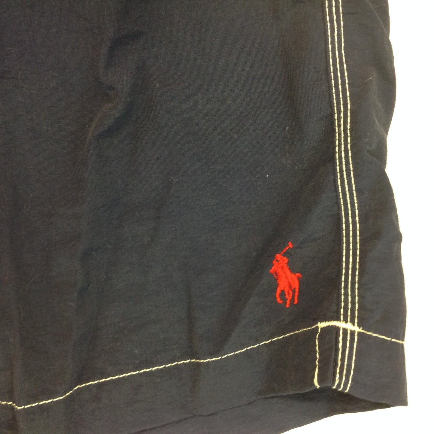 Polo By Ralph Lauren Men's XL Swim Trunks Board Shorts Bathing Suit Navy Blue Red White Stitching