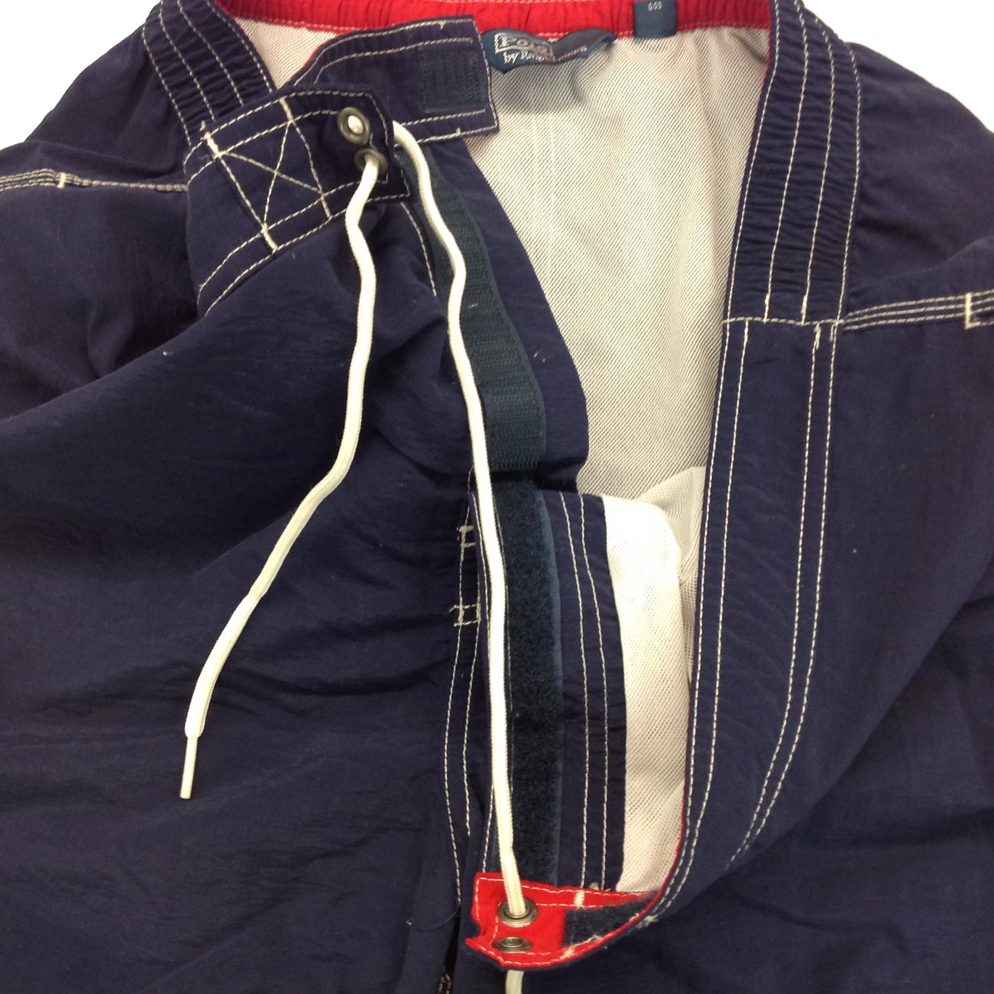 Polo By Ralph Lauren Men's XL Swim Trunks Board Shorts Bathing Suit Navy Blue Red White Stitching