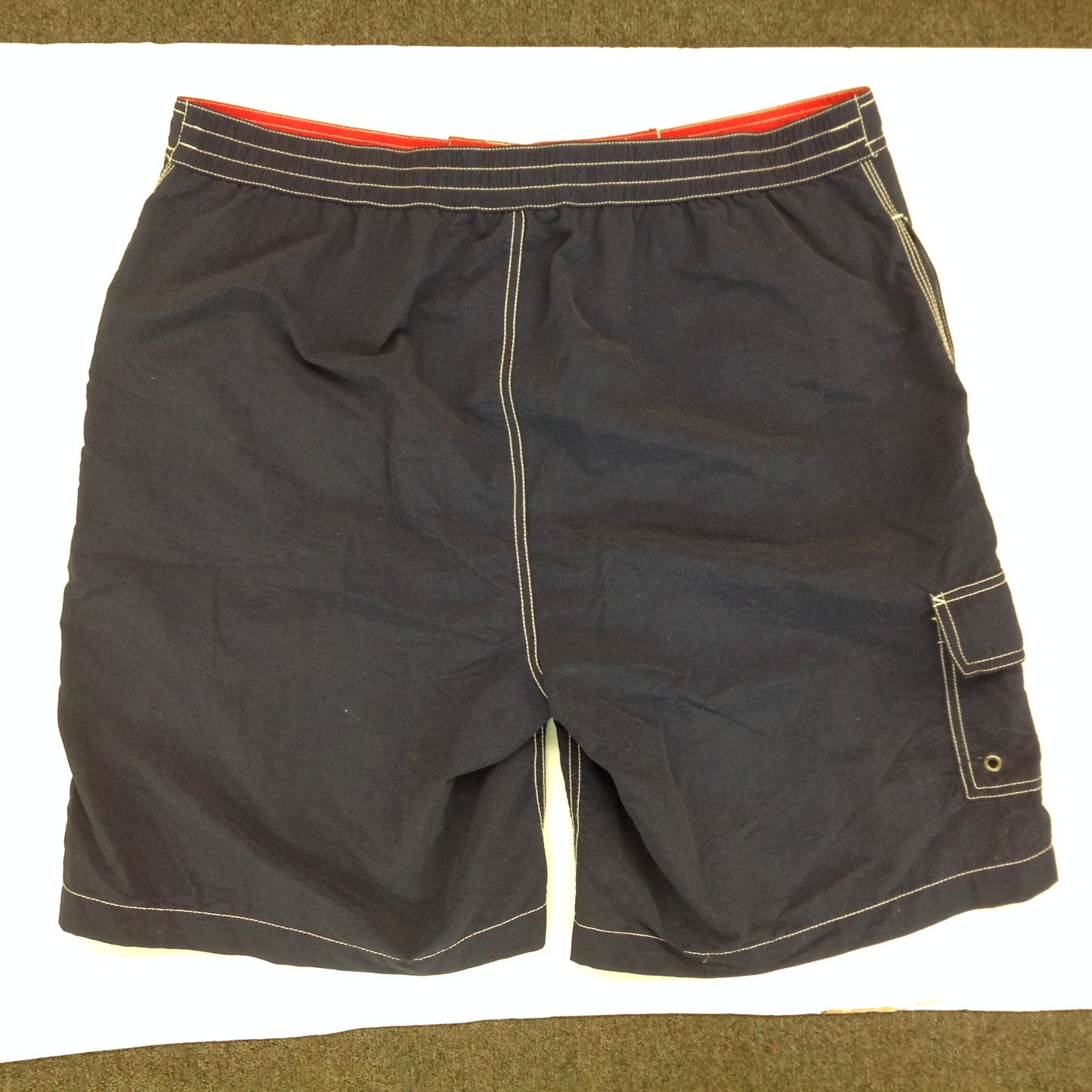 Polo By Ralph Lauren Men's XL Swim Trunks Board Shorts Bathing Suit Navy Blue Red White Stitching