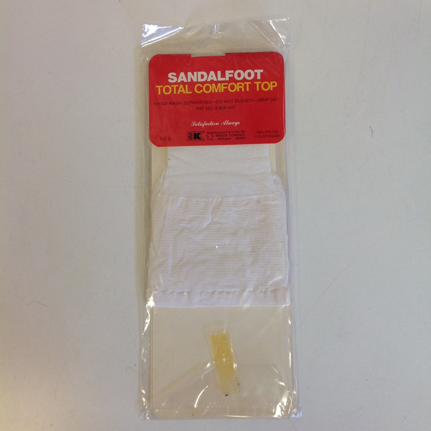 Vintage 1980's NOS K-Mart Total Comfort Top Sheer-Sandalfoot Knee Hi's 8 1/2-11 White