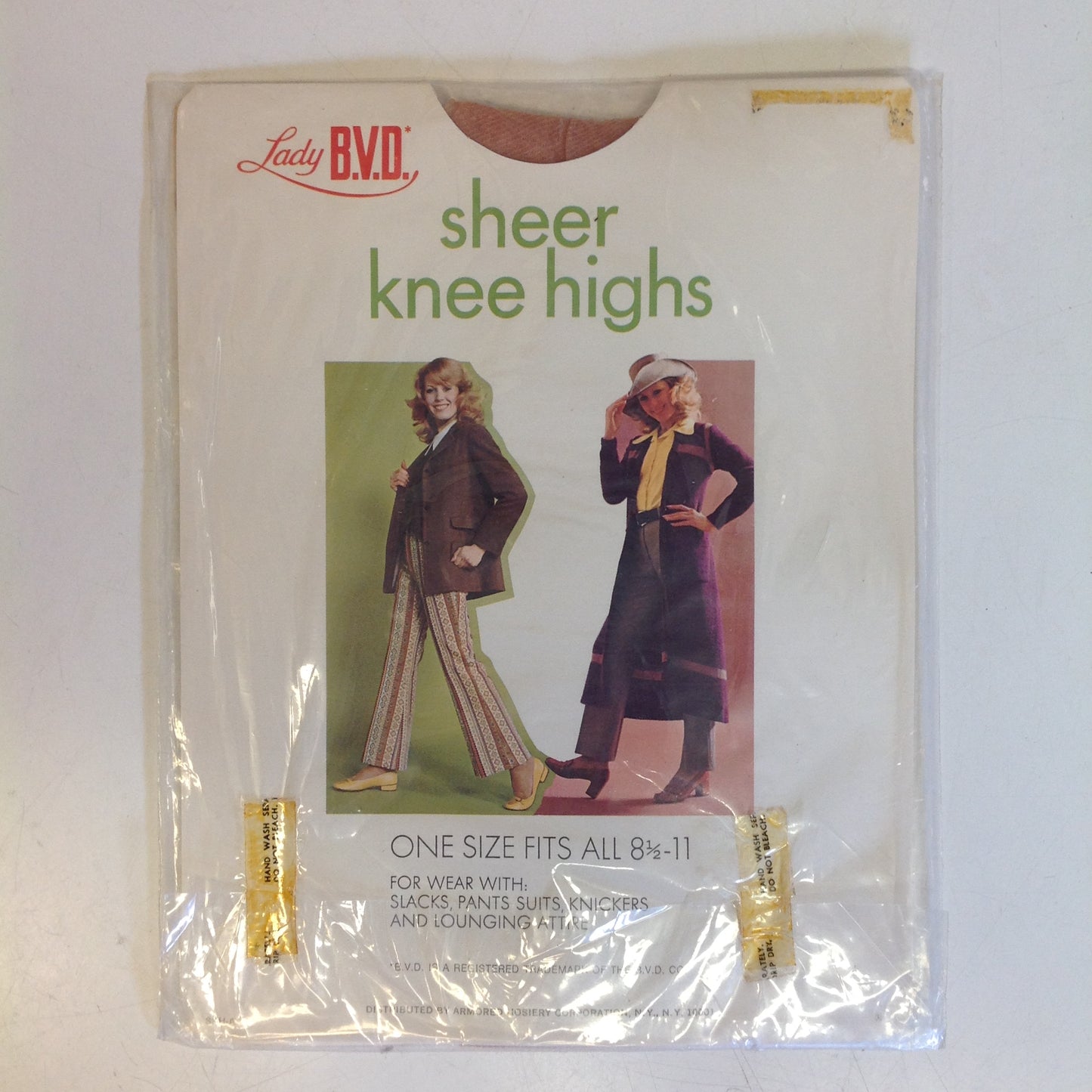 Vintage 1970's NOS Lady B.V.D. Sheer Knee Highs Nylon One Size Fits 8 1/2-11 Style 59 Dawn