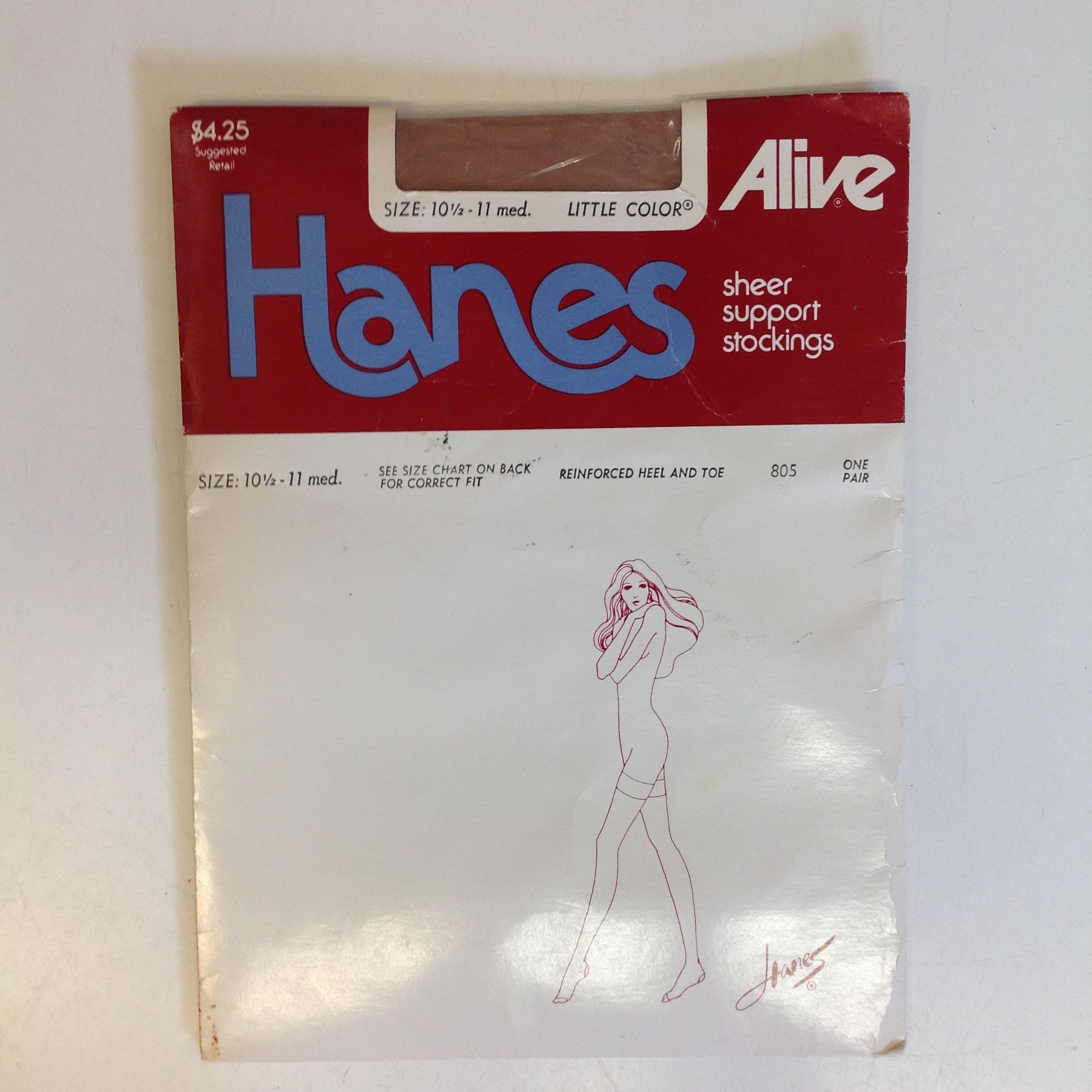 Vintage 1970's NOS Hanes Alive Sheer Support Stockings Size 10 1/2