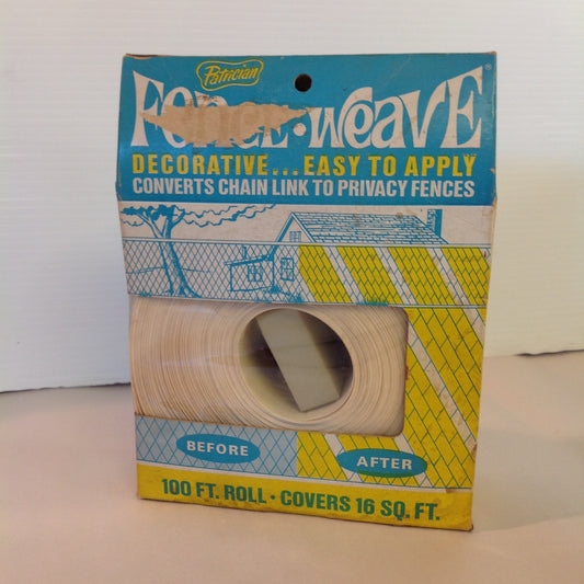 Vintage Mid Century NOS Patrician White Fence-Weave Chain Link Privacy Fence 100 Foot Roll