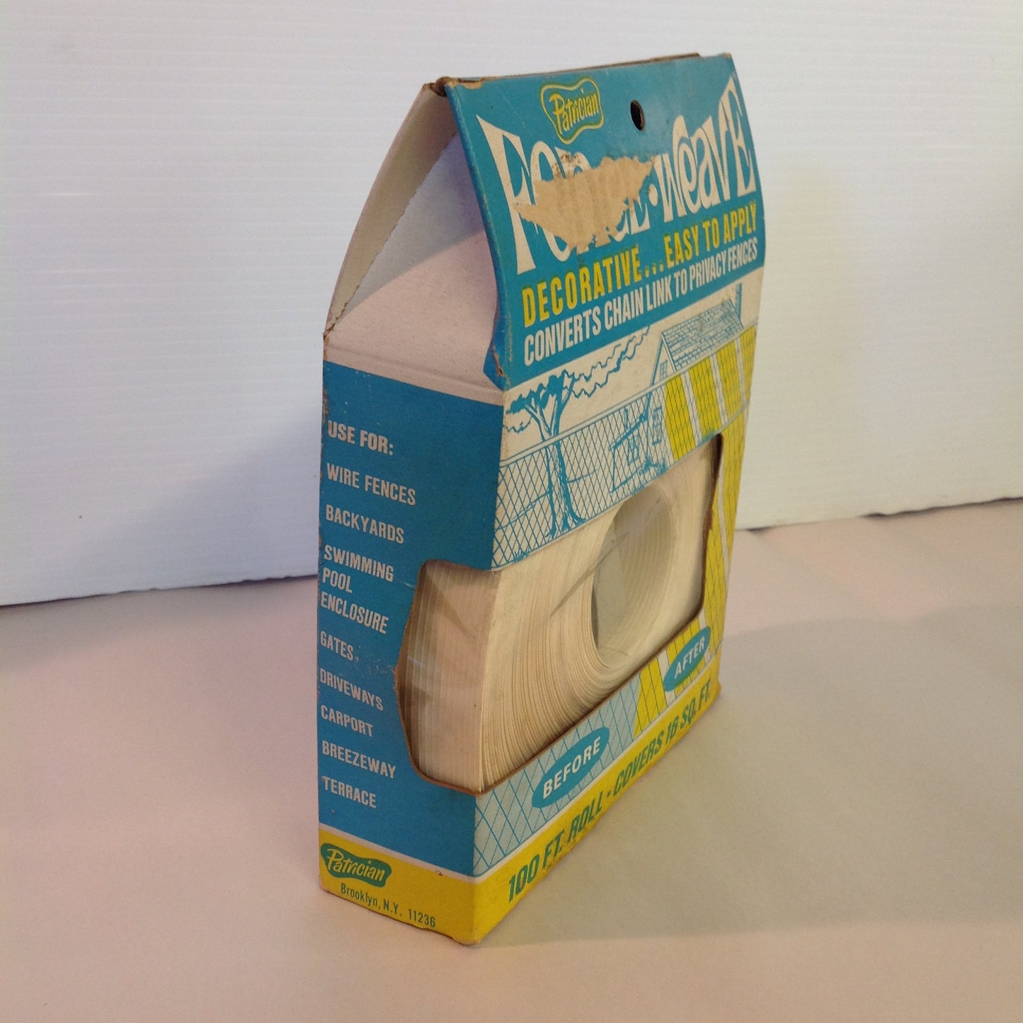 Vintage Mid Century NOS Patrician White Fence-Weave Chain Link Privacy Fence 100 Foot Roll