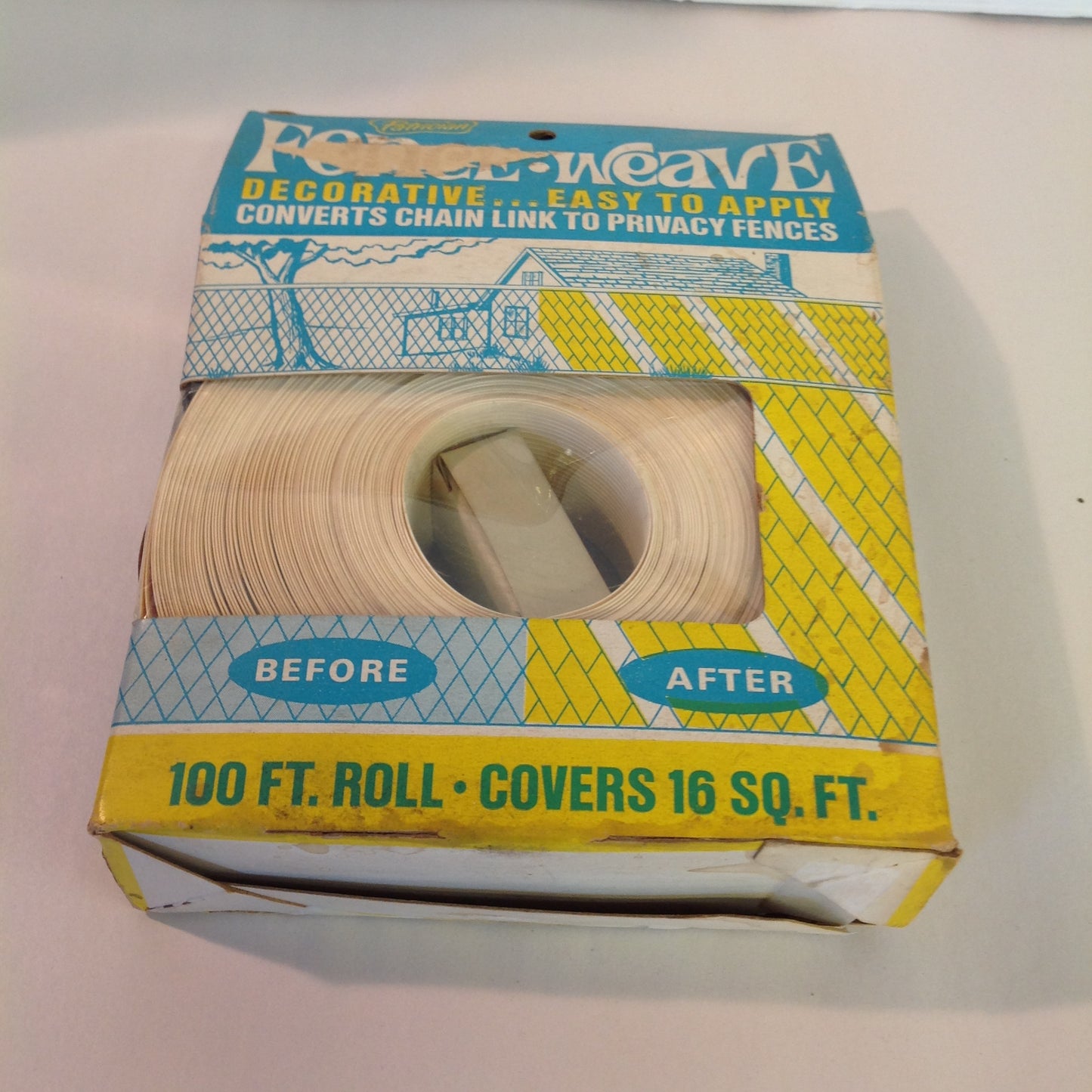 Vintage Mid Century NOS Patrician White Fence-Weave Chain Link Privacy Fence 100 Foot Roll