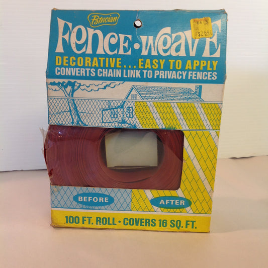 Vintage Mid Century NOS Patrician Wine Red Fence-Weave Chain Link Privacy Fence 100 Foot Roll