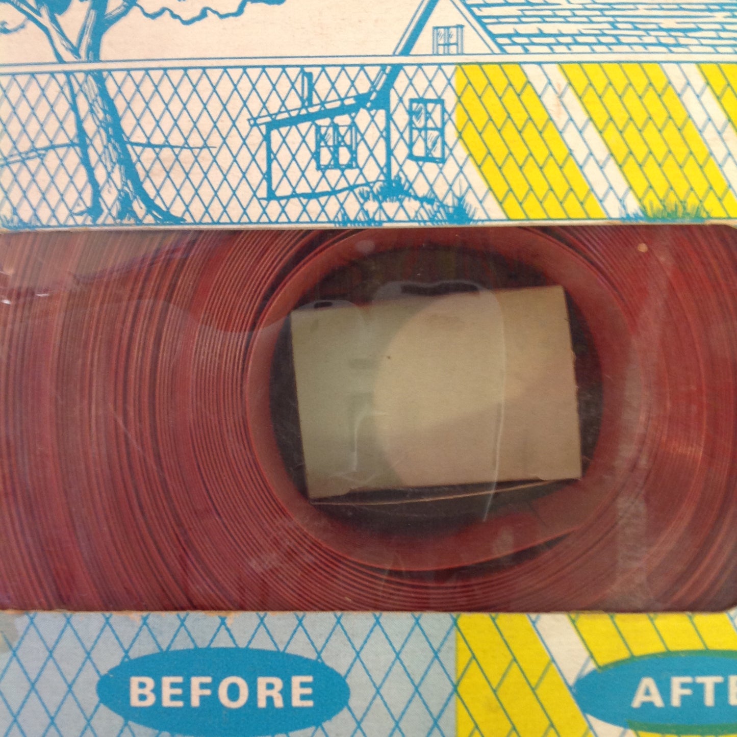 Vintage Mid Century NOS Patrician Wine Red Fence-Weave Chain Link Privacy Fence 100 Foot Roll