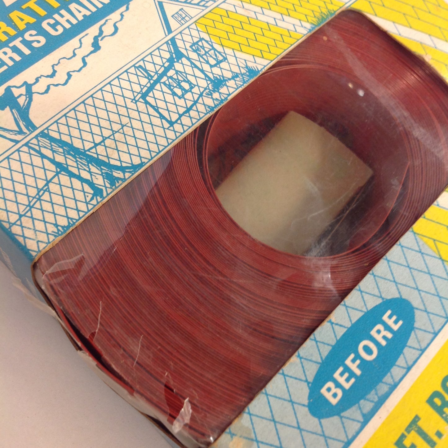 Vintage Mid Century NOS Patrician Wine Red Fence-Weave Chain Link Privacy Fence 100 Foot Roll