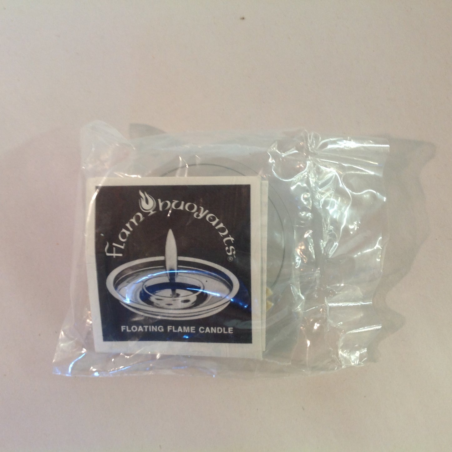 Vintage 1979 NOS Flambuoyants Floating Flame Candle Glass Bowl White Globe Image