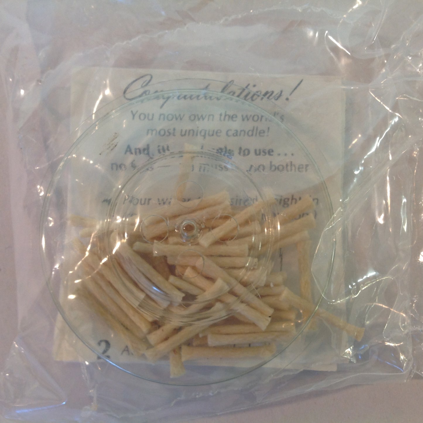 Vintage 1979 NOS Flambuoyants Floating Flame Candle Glass Bowl White Globe Image