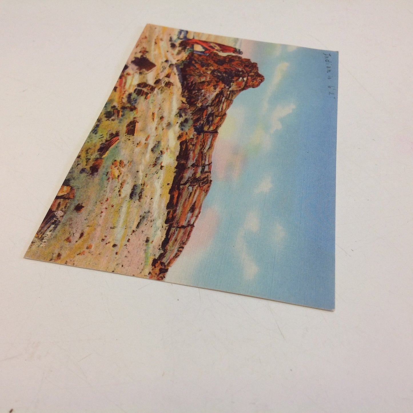 Vintage Curteich Color Postcard Indian on the Petrified Forest Arizona