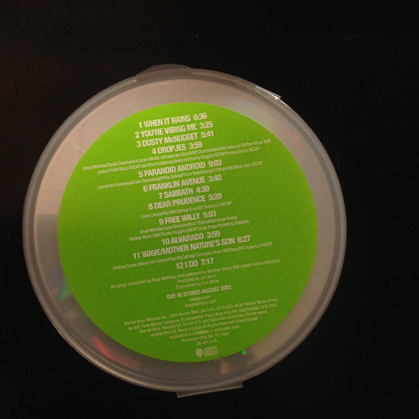 CD Album Advance Promo RARE 2A-48114-B Largo Brad Mehldau Jazz Plastic Circle Case
