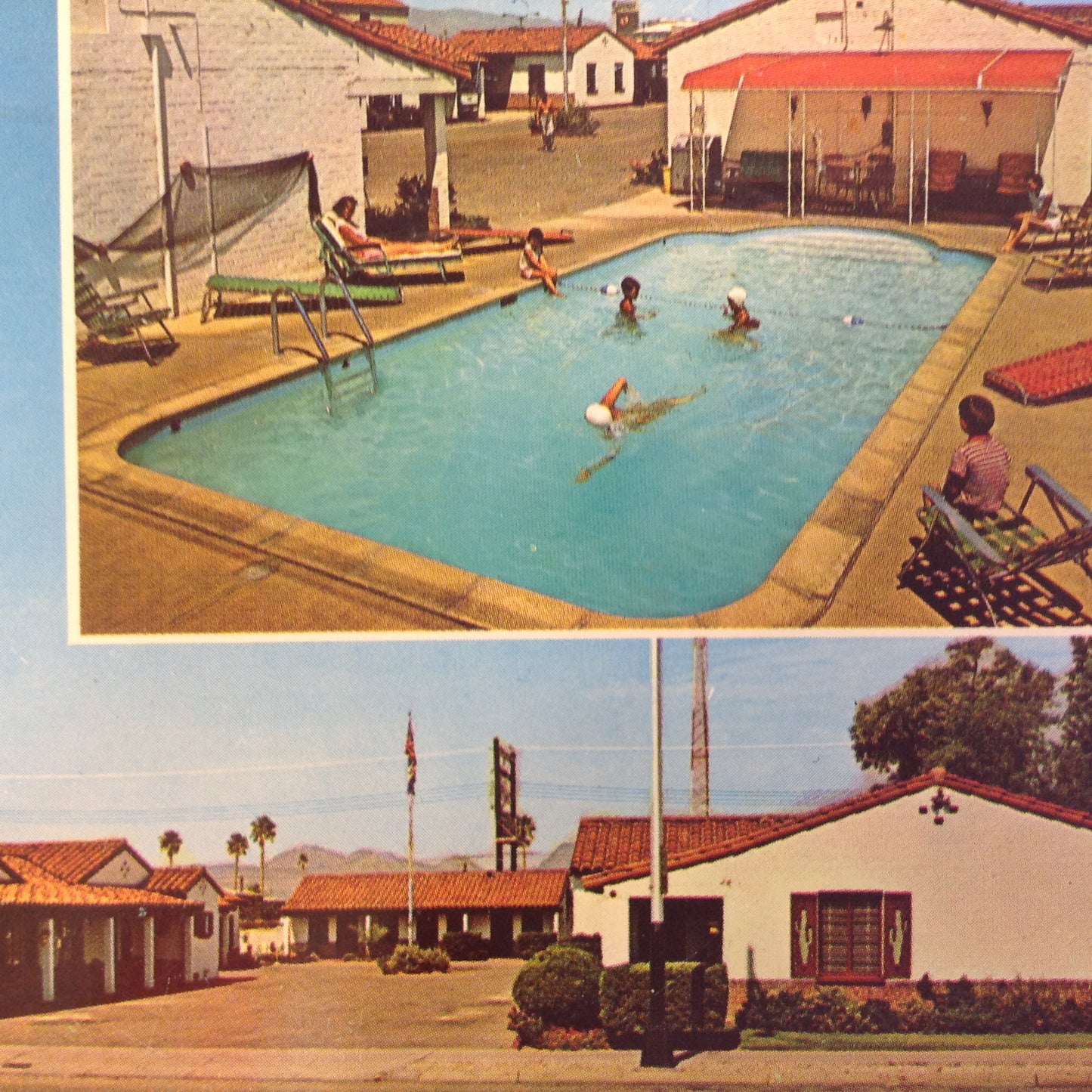 Vintage Ray Manley Commercial Photography Souvenir Color Postcard Deseret Motor Hotel and Apartments Tucson Arizona