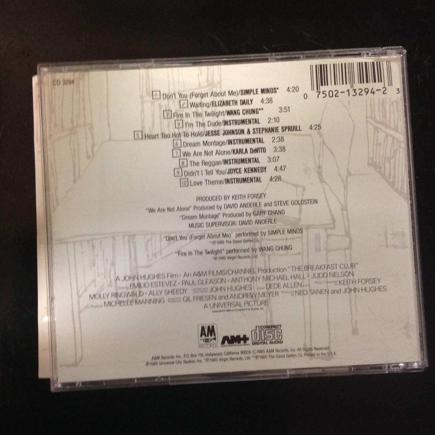 CD Soundtrack Movie Breakfast Club Various Artists CD 3294 1991