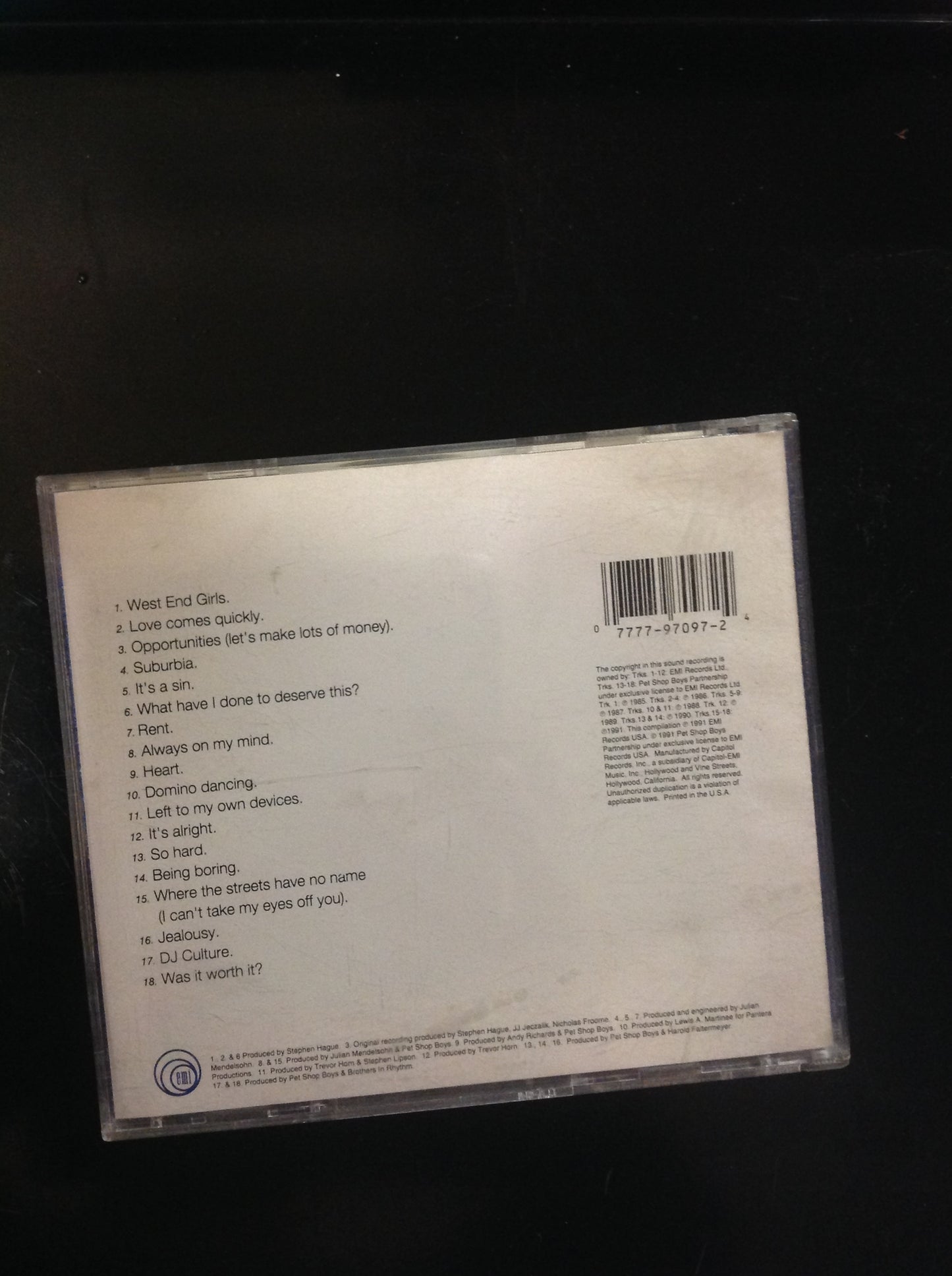 CD Pet Shop Boys Discography Complete Singles CDP-7-97097-2 1997