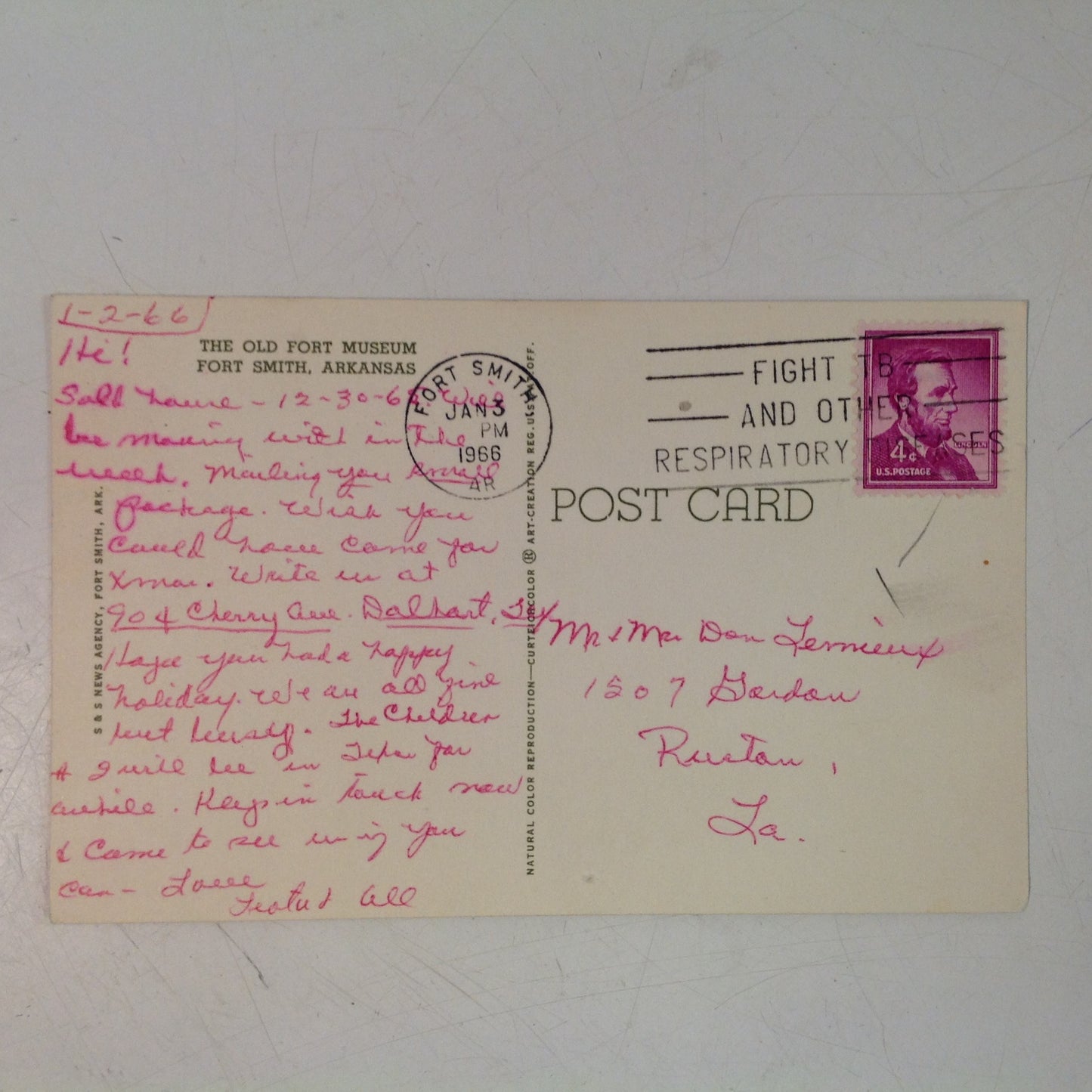 Vintage 1966 Curteich Color Souvenir Postcard Exterior Old Fort Museum Fort Smith Arkansas
