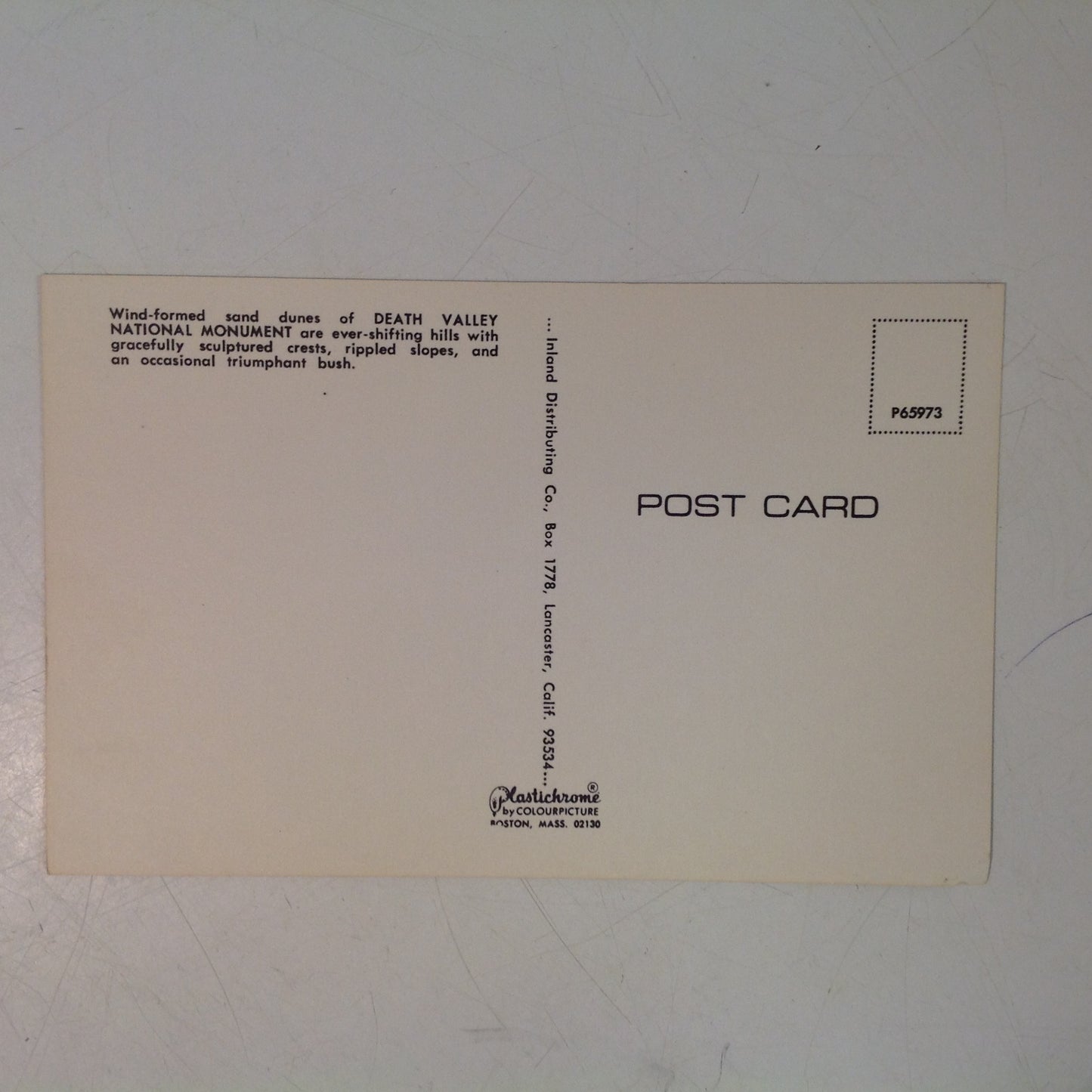 Vintage Plastichrome Color Postcard Death Valley National Monument Sand Dunes California