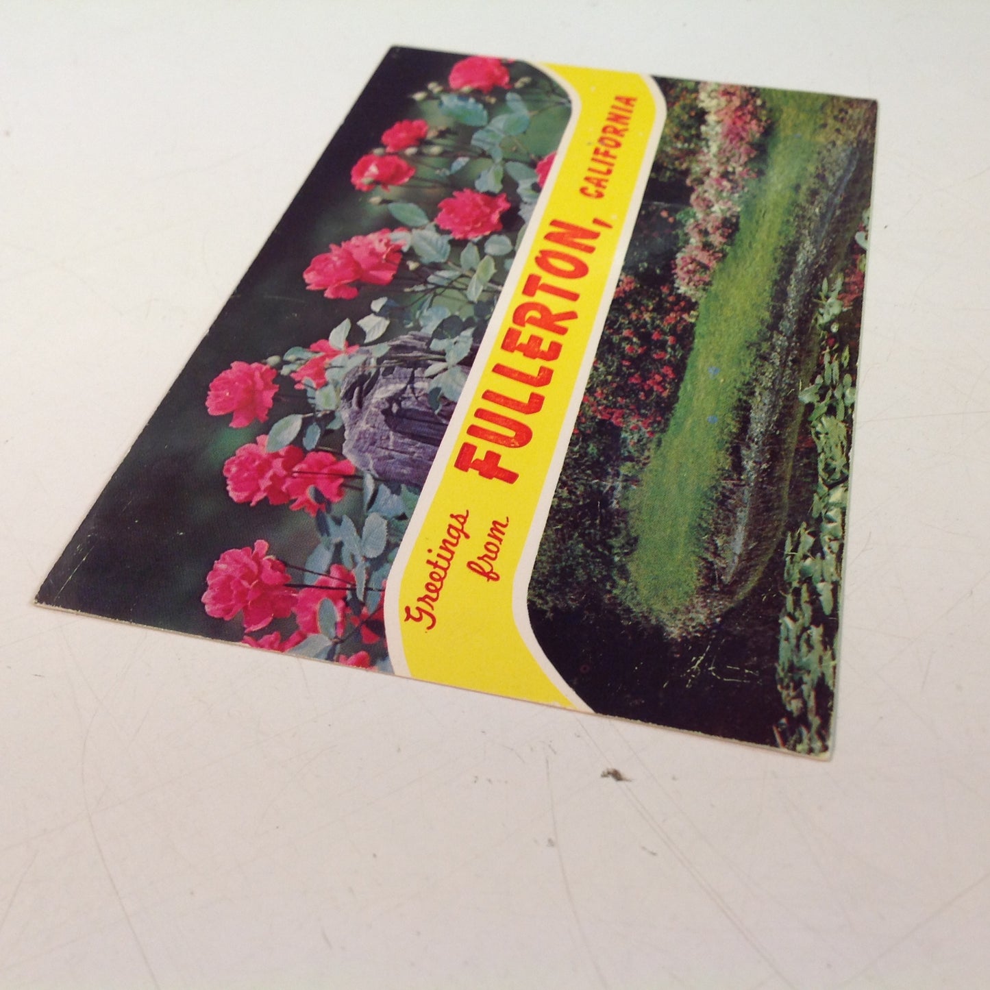 Vintage Dexter Press Repro Souvenir Color Postcard Primrose Creek Banks Greetings From Fullerton California