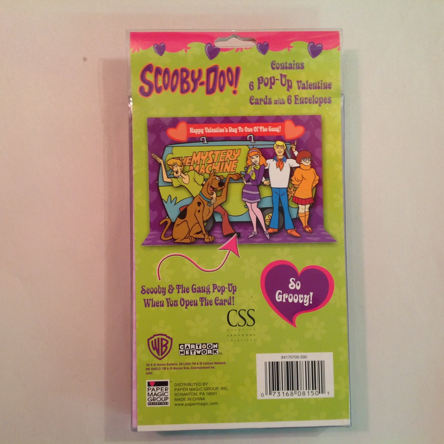 Vintage NOS Scooby-Doo 6 Pop-Up Valentine Cards with Envelopes