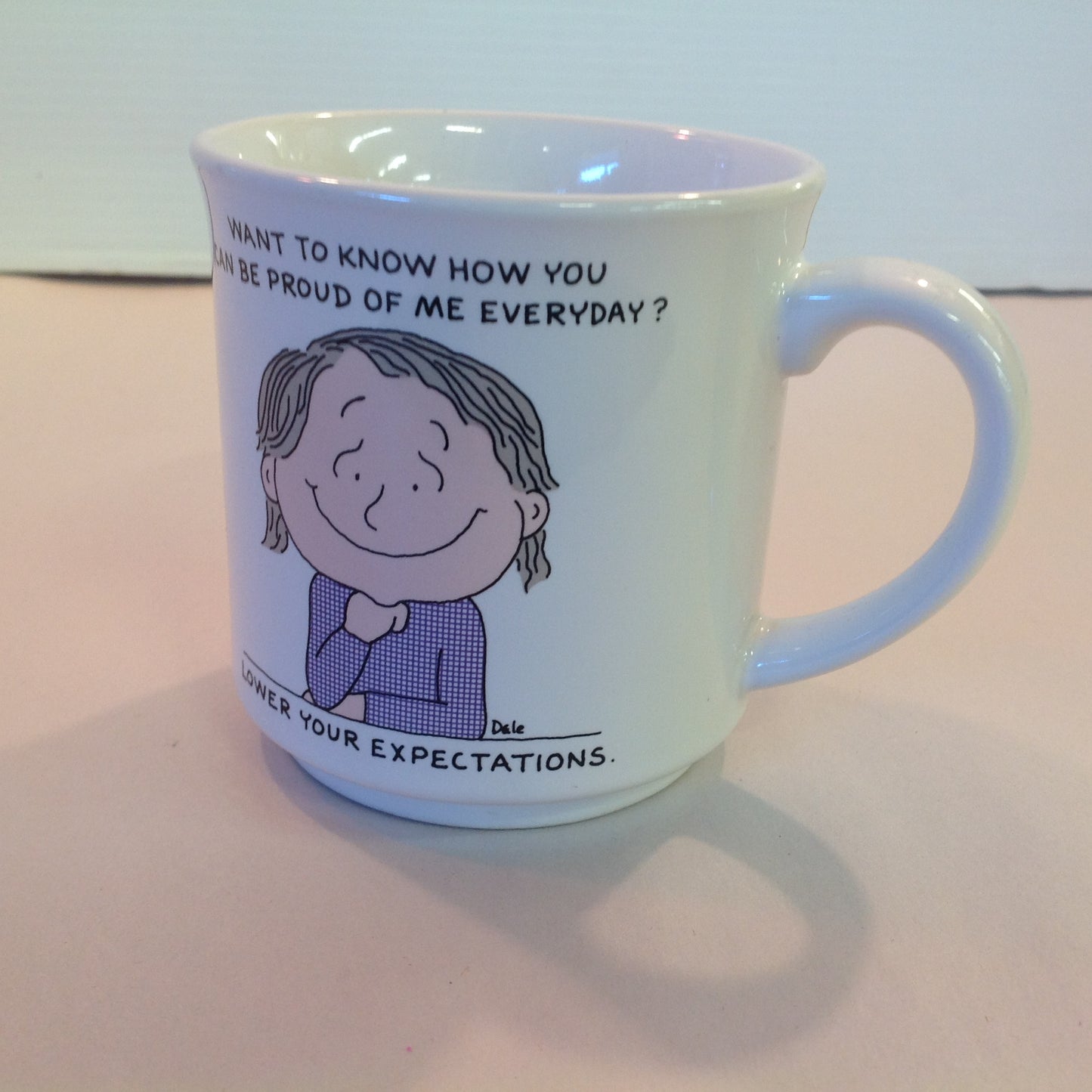 Vintage 1980's Barbara Dale Cartoon Coffee Mug Lower Your Expectations