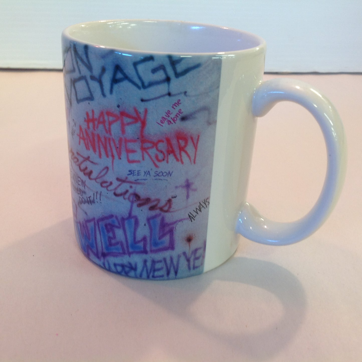 Vintage 1991 Xpres Inc The Creative Source Greeting Messages Graffiti Porcelain Coffee Mug