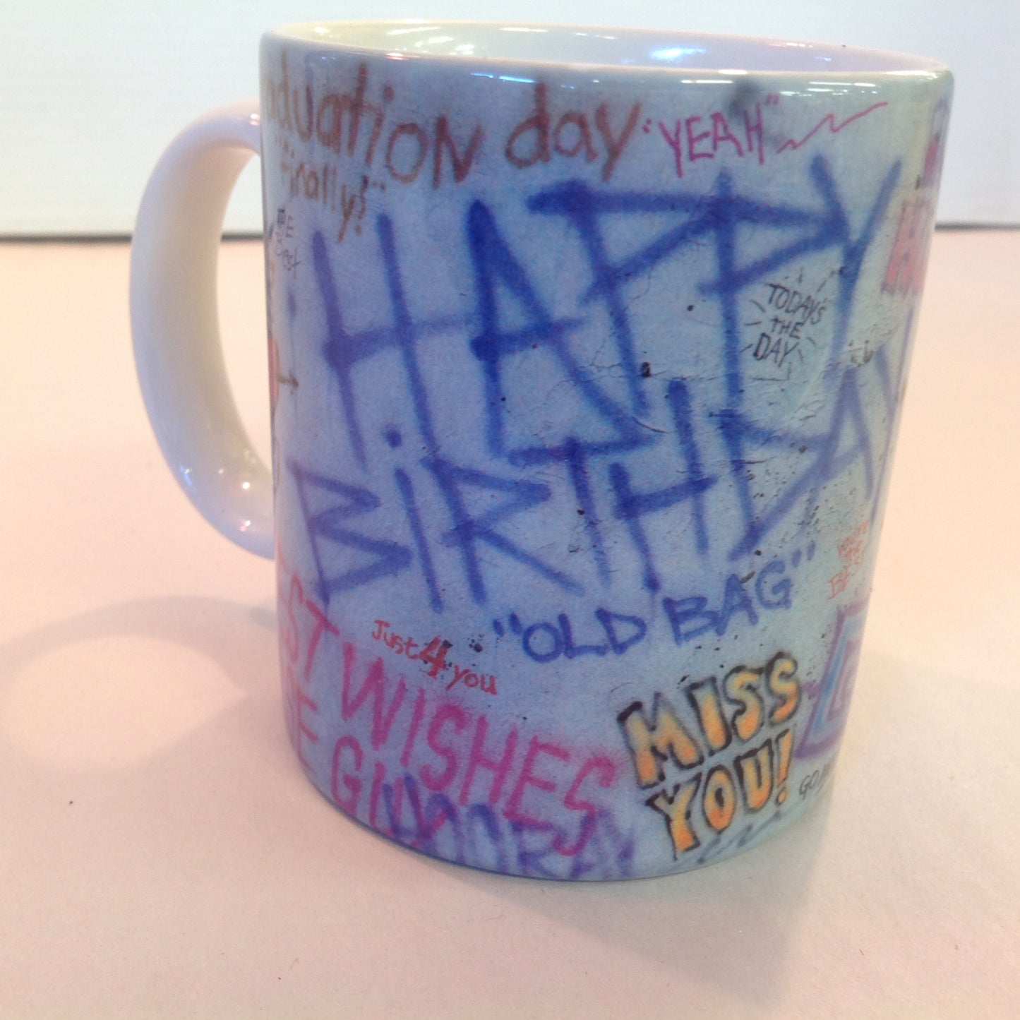 Vintage 1991 Xpres Inc The Creative Source Greeting Messages Graffiti Porcelain Coffee Mug