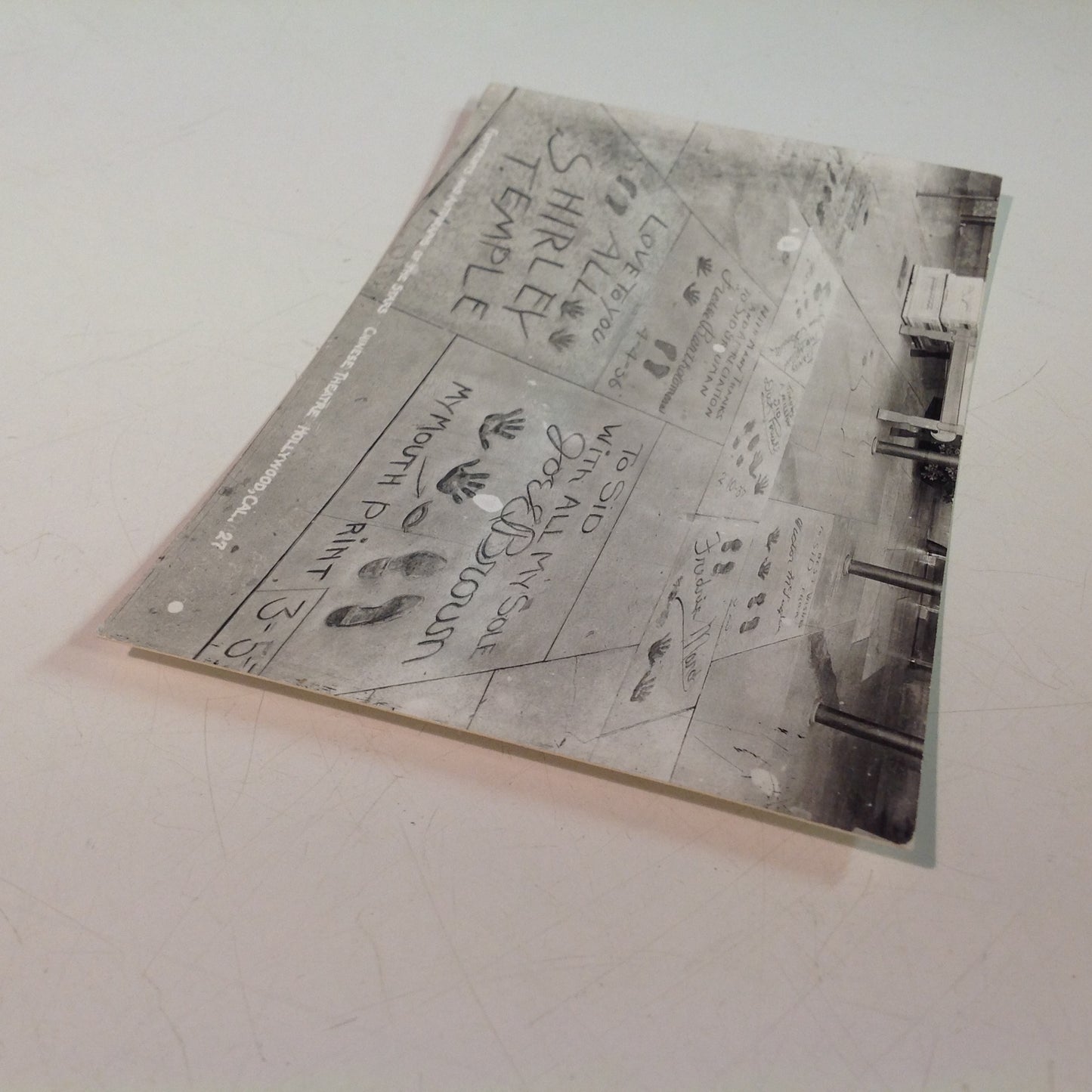 Vintage Souvenir B&W Real Photo Postcard Footprints and Autographs of the Stars Chinese Theatre Hollywood California