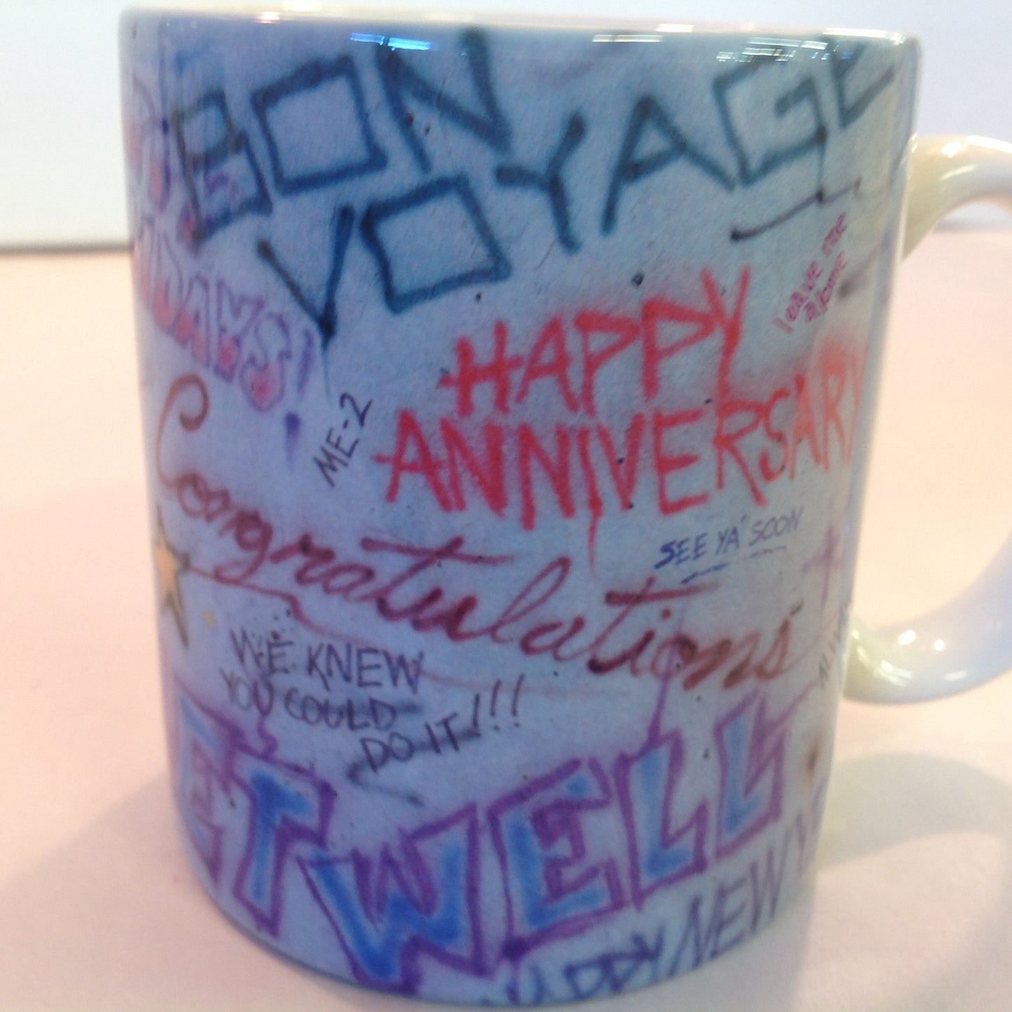 Vintage 1991 Xpres Inc The Creative Source Greeting Messages Graffiti Porcelain Coffee Mug