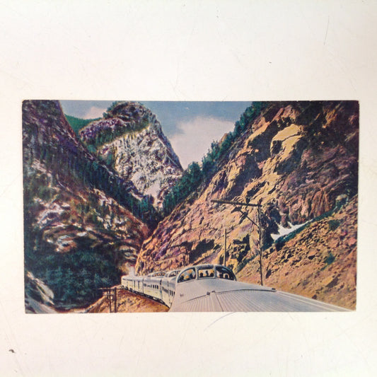 Vintage Color Postcard Vista-Dome California Zephyr Exterior Mountain Pass Scene