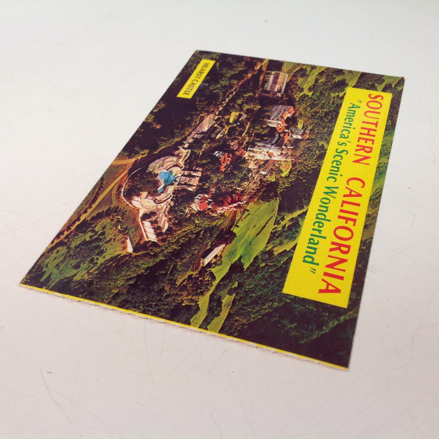 Vintage 1977 Plastichrome by Colourpicture Aerial View of Hearst Castle and Grounds Southern California America's Scenic Wonderland