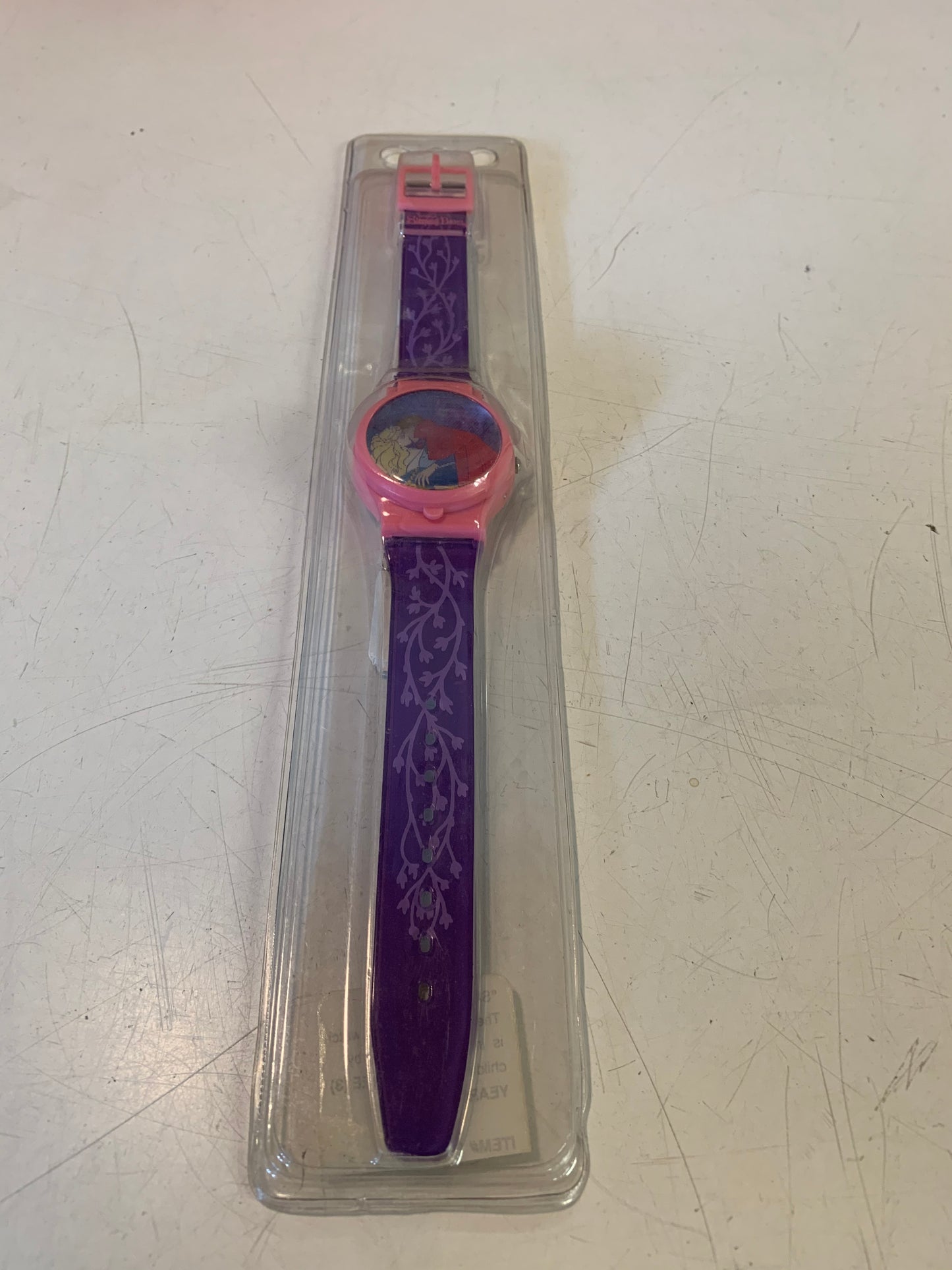 Vintage Walt Disney's Flip Top Sleeping Beauty Pink Digital Watch NOS Sealed