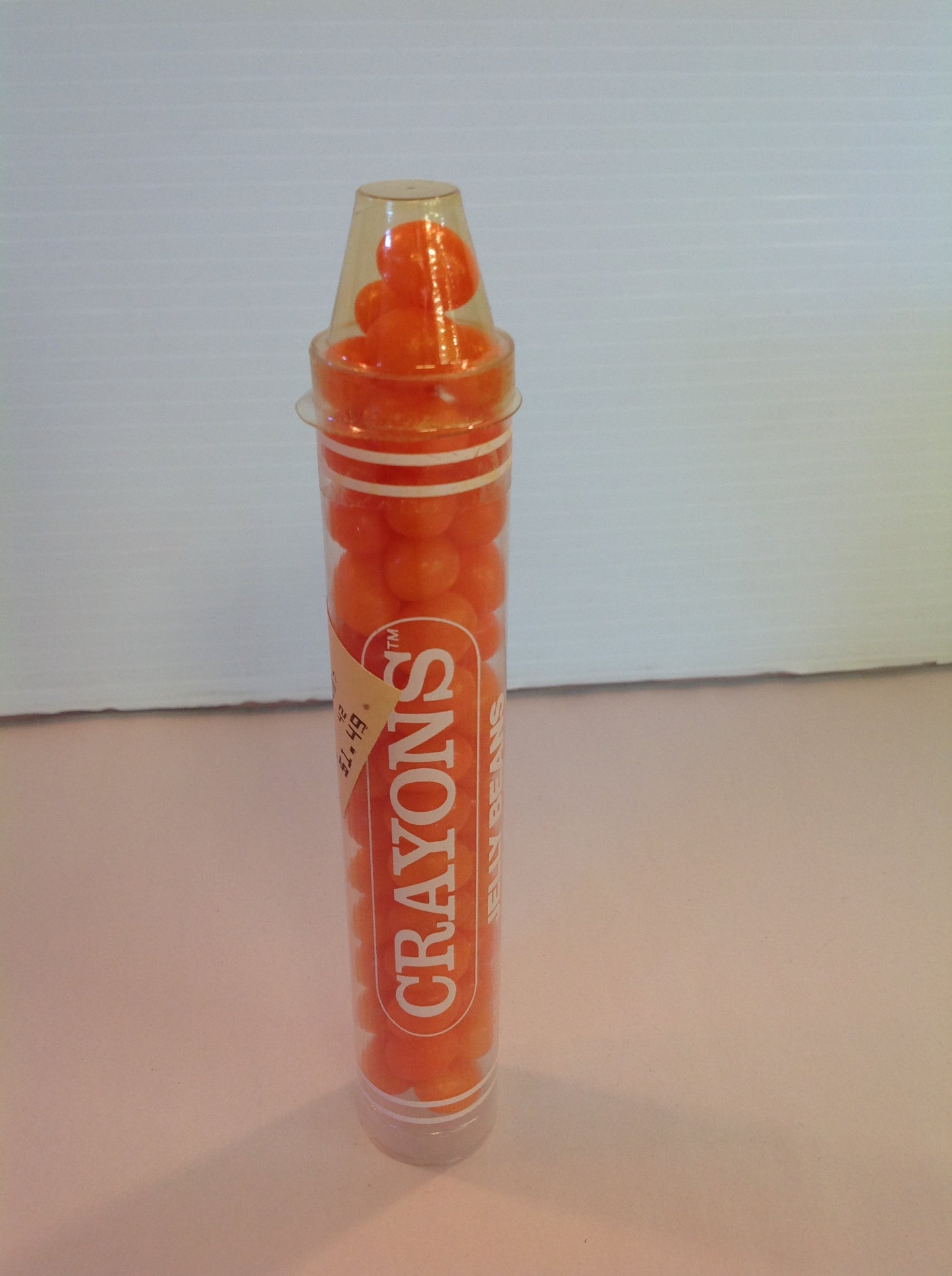 Vintage Unopened 1990's Horizon Creations Orange Crayon Jelly Beans Sealed Candy Container
