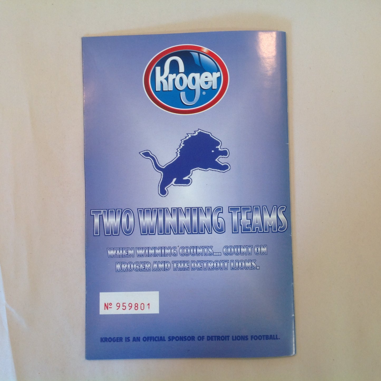 Vintage January 6 2002 Detroit Lions Presents: Kickoff Playbook Pontiac Silverdome 1975-2001 Lions Vs. Dallas Cowboys