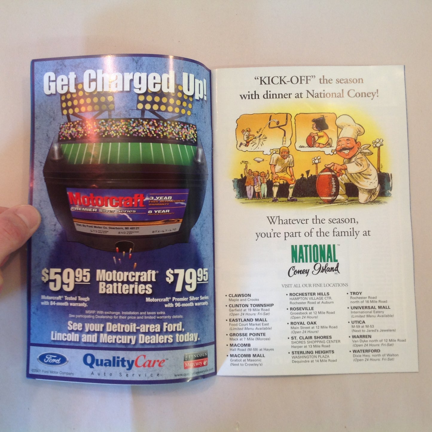 Vintage November 22 2001 Detroit Lions Presents: Kickoff Playbook Thanksgiving Classic Lions Vs. Green Bay Packers