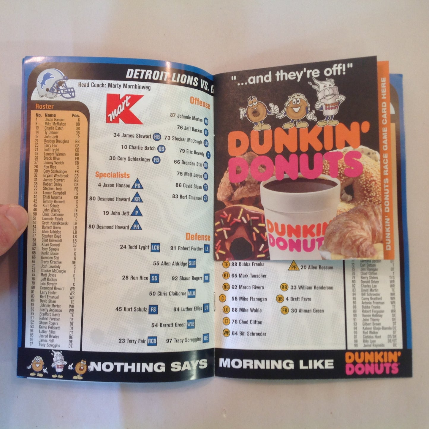 Vintage November 22 2001 Detroit Lions Presents: Kickoff Playbook Thanksgiving Classic Lions Vs. Green Bay Packers