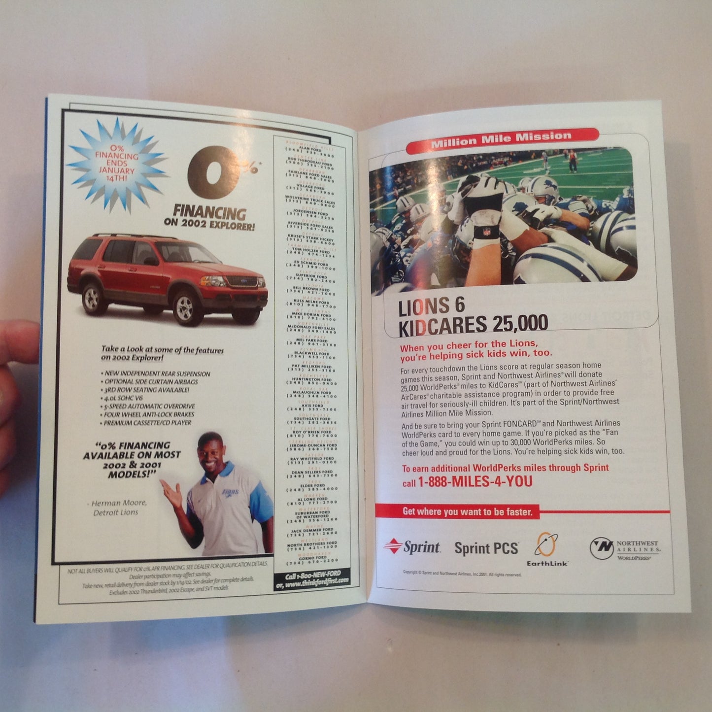 Vintage November 22 2001 Detroit Lions Presents: Kickoff Playbook Thanksgiving Classic Lions Vs. Green Bay Packers