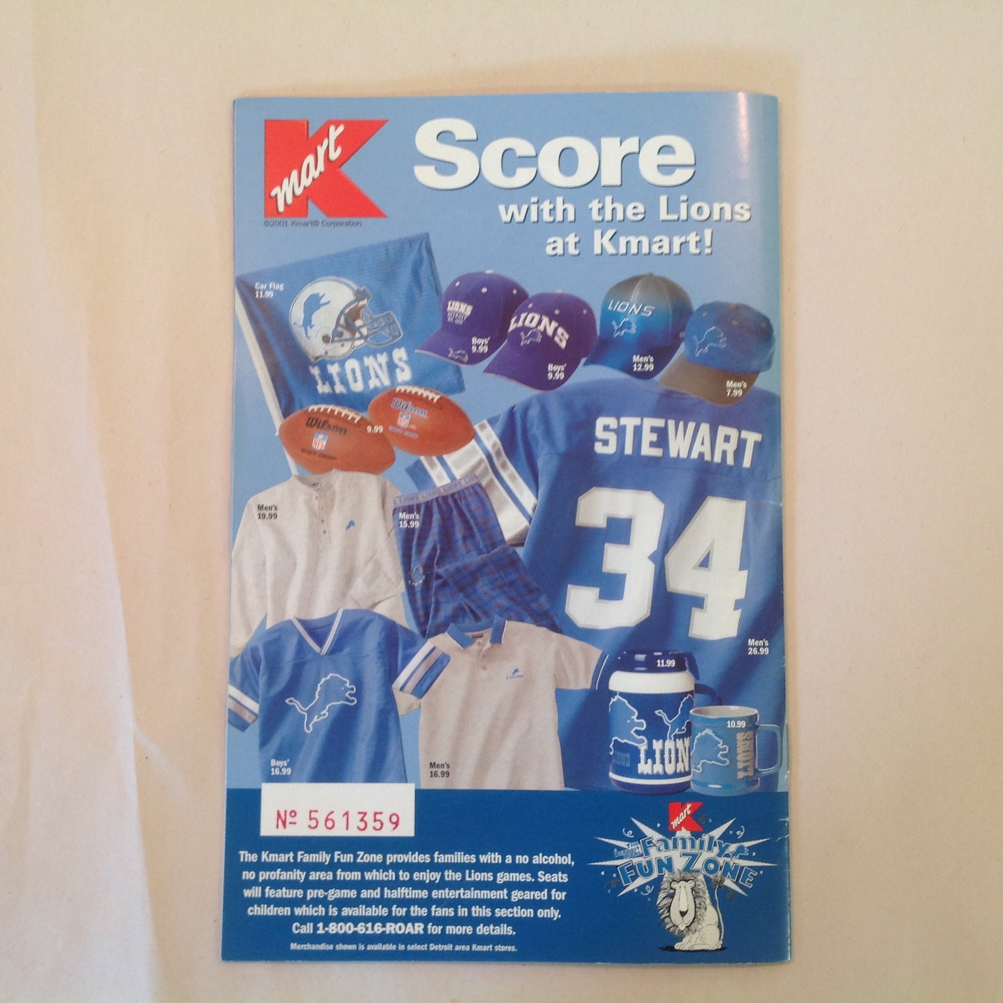 Vintage November 22 2001 Detroit Lions Presents: Kickoff Playbook Thanksgiving Classic Lions Vs. Green Bay Packers