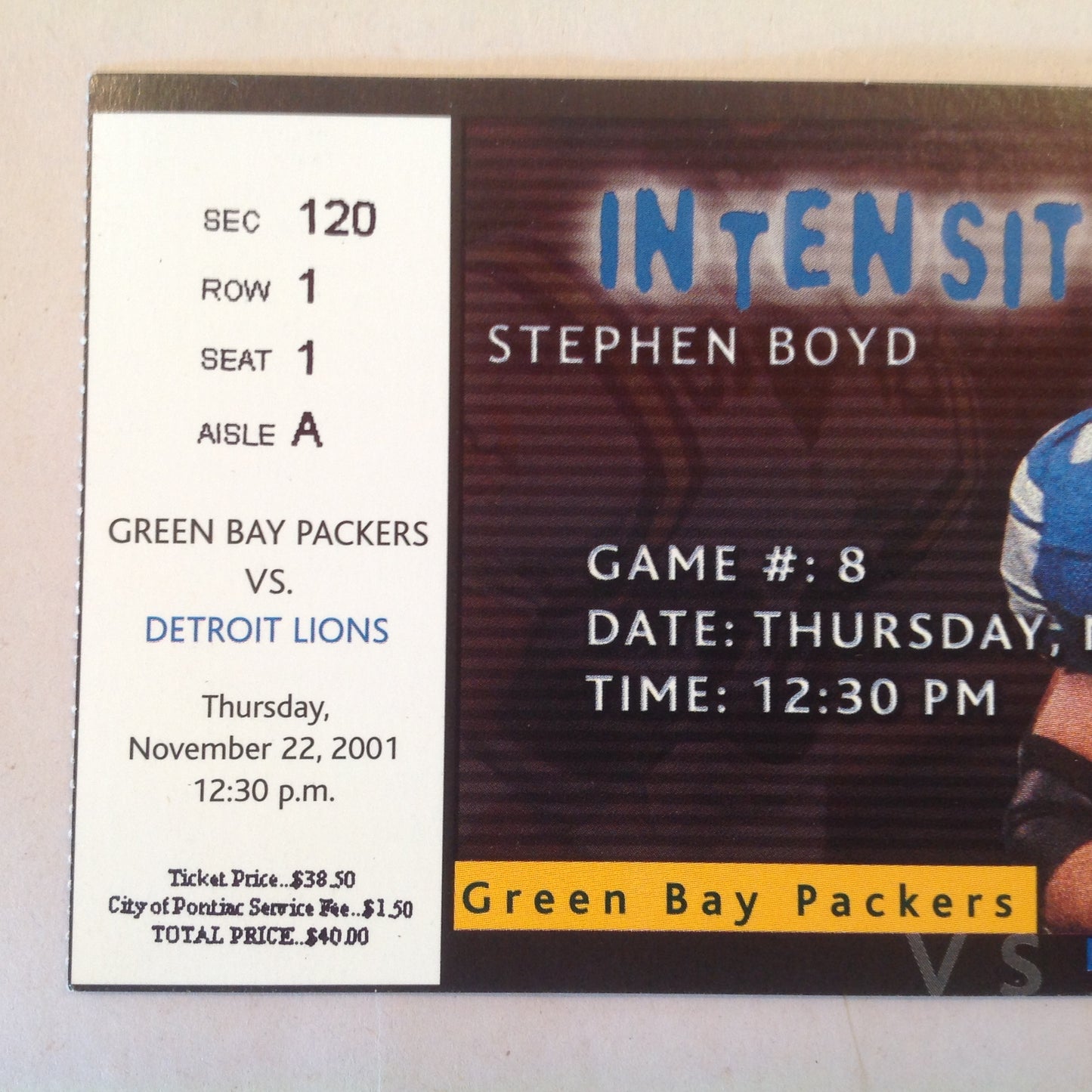 Vintage November 22 2001 Detroit Lions Presents: Kickoff Playbook Thanksgiving Classic Lions Vs. Green Bay Packers