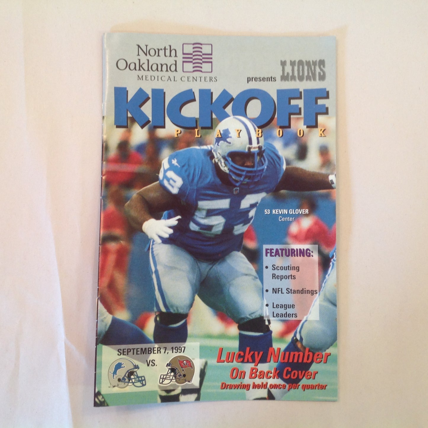 Vintage September 7 1997 Detroit Lions Presents: Kickoff Playbook Lions Vs. Tampa Bay Buccaneers