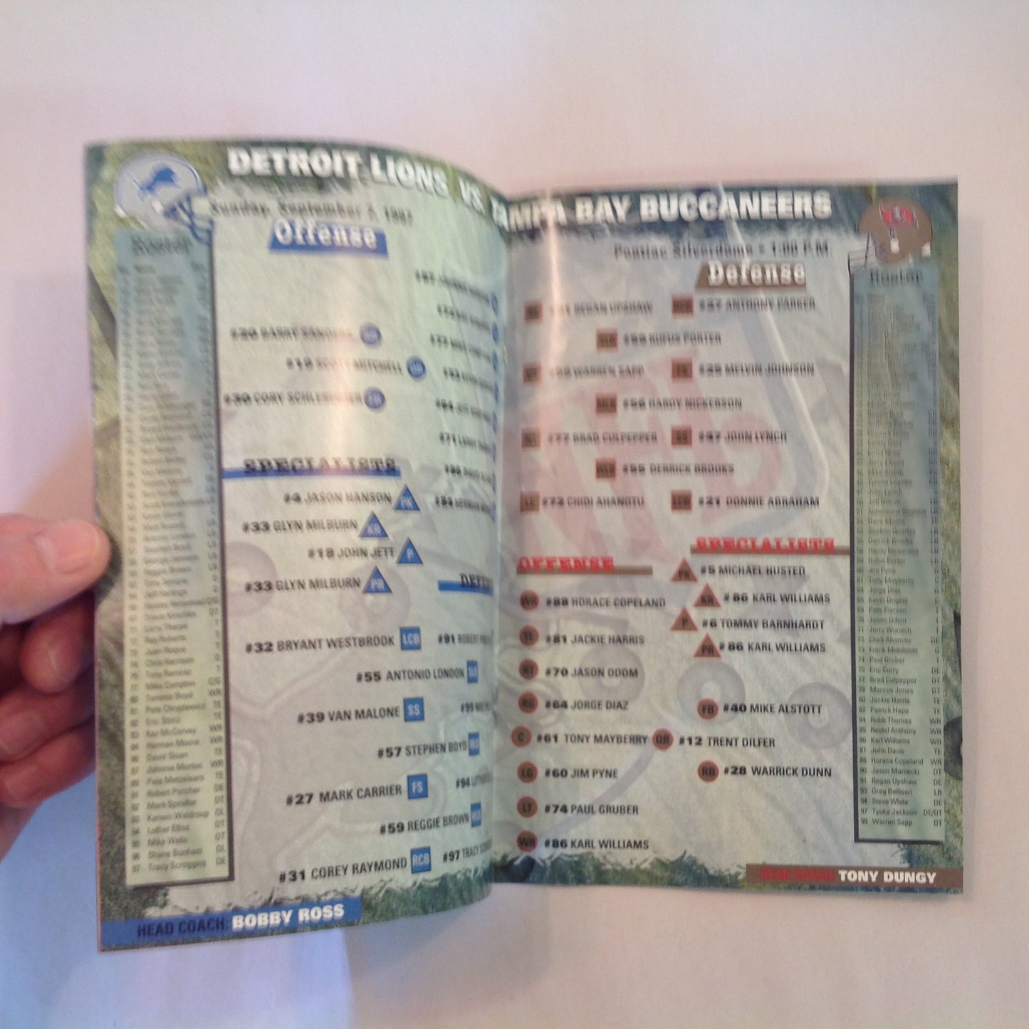 Vintage September 7 1997 Detroit Lions Presents: Kickoff Playbook Lions Vs. Tampa Bay Buccaneers