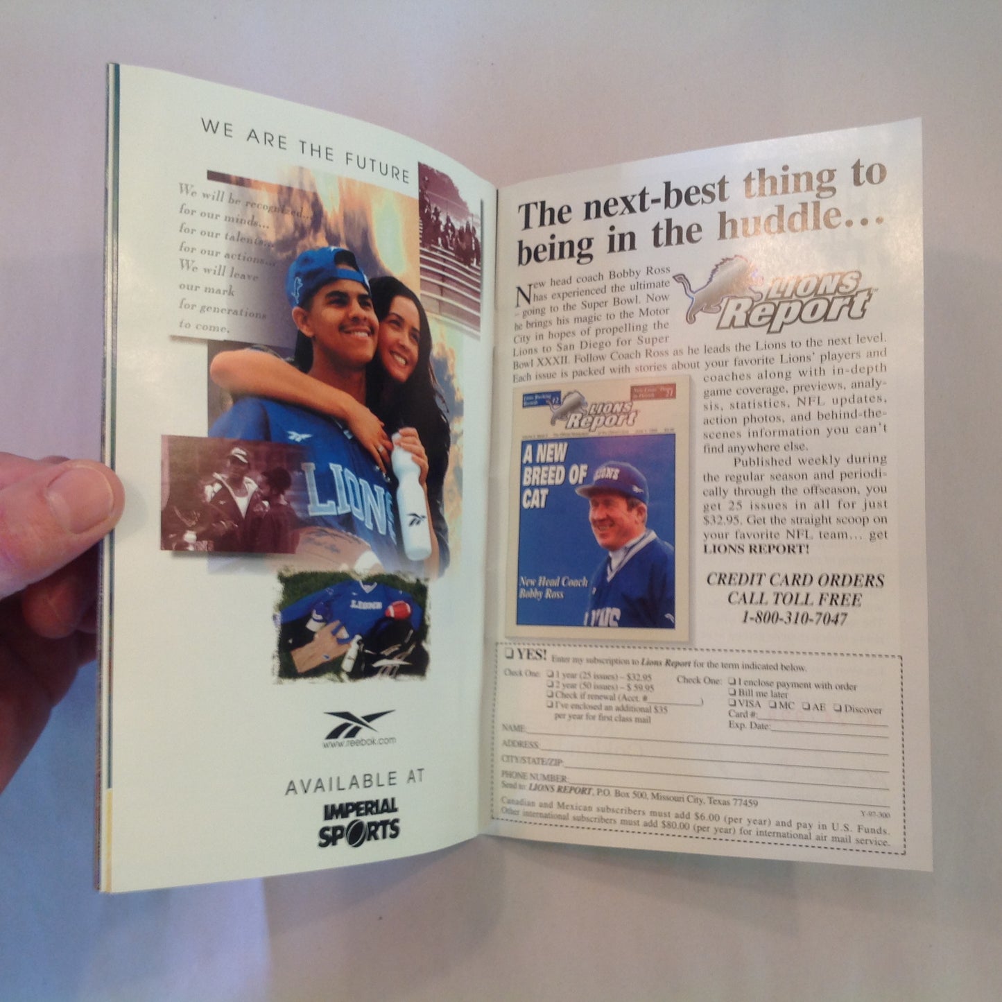 Vintage September 7 1997 Detroit Lions Presents: Kickoff Playbook Lions Vs. Tampa Bay Buccaneers