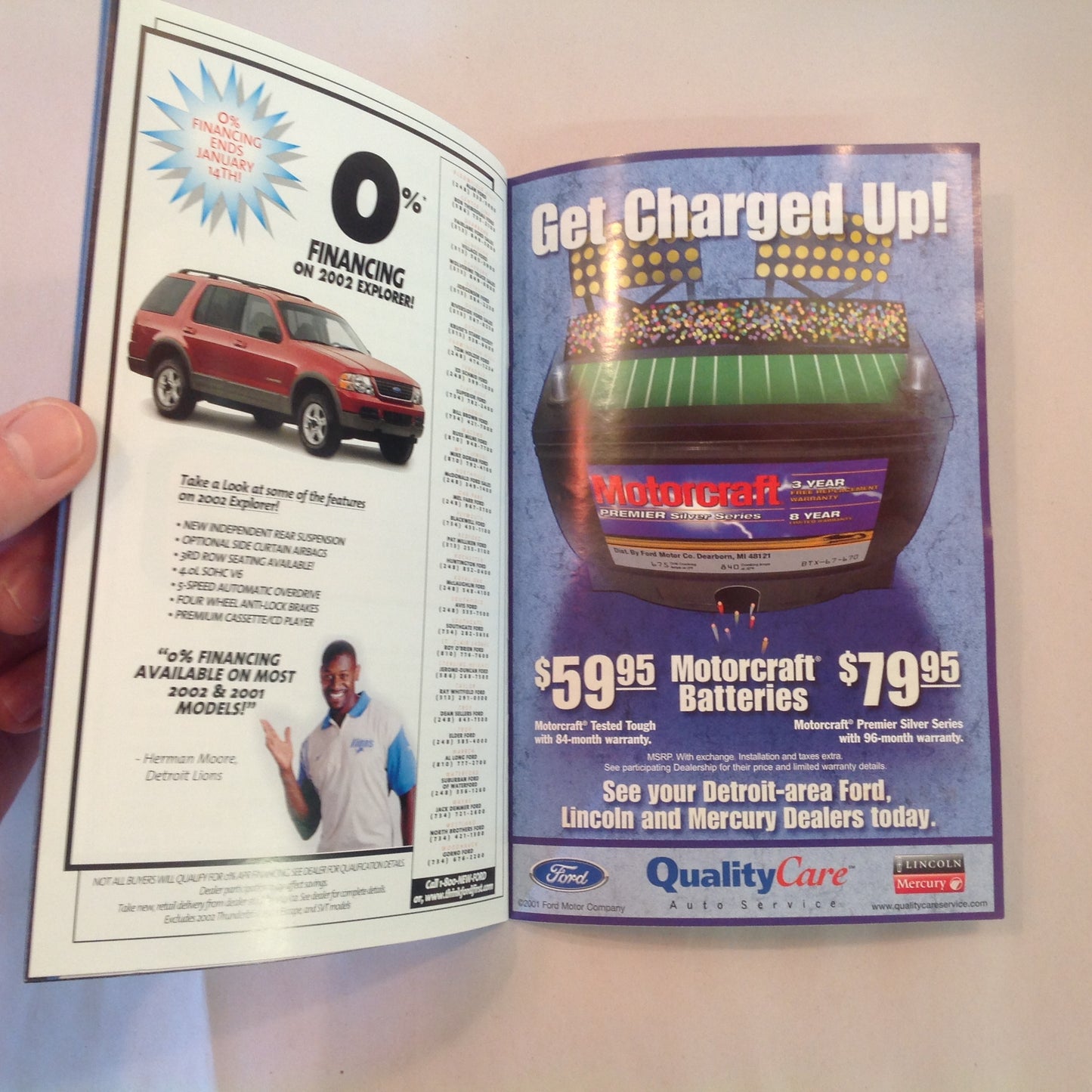 Vintage December 16 2001 Detroit Lions Presents: Kickoff Playbook Lions Vs. Minnesota Vikings