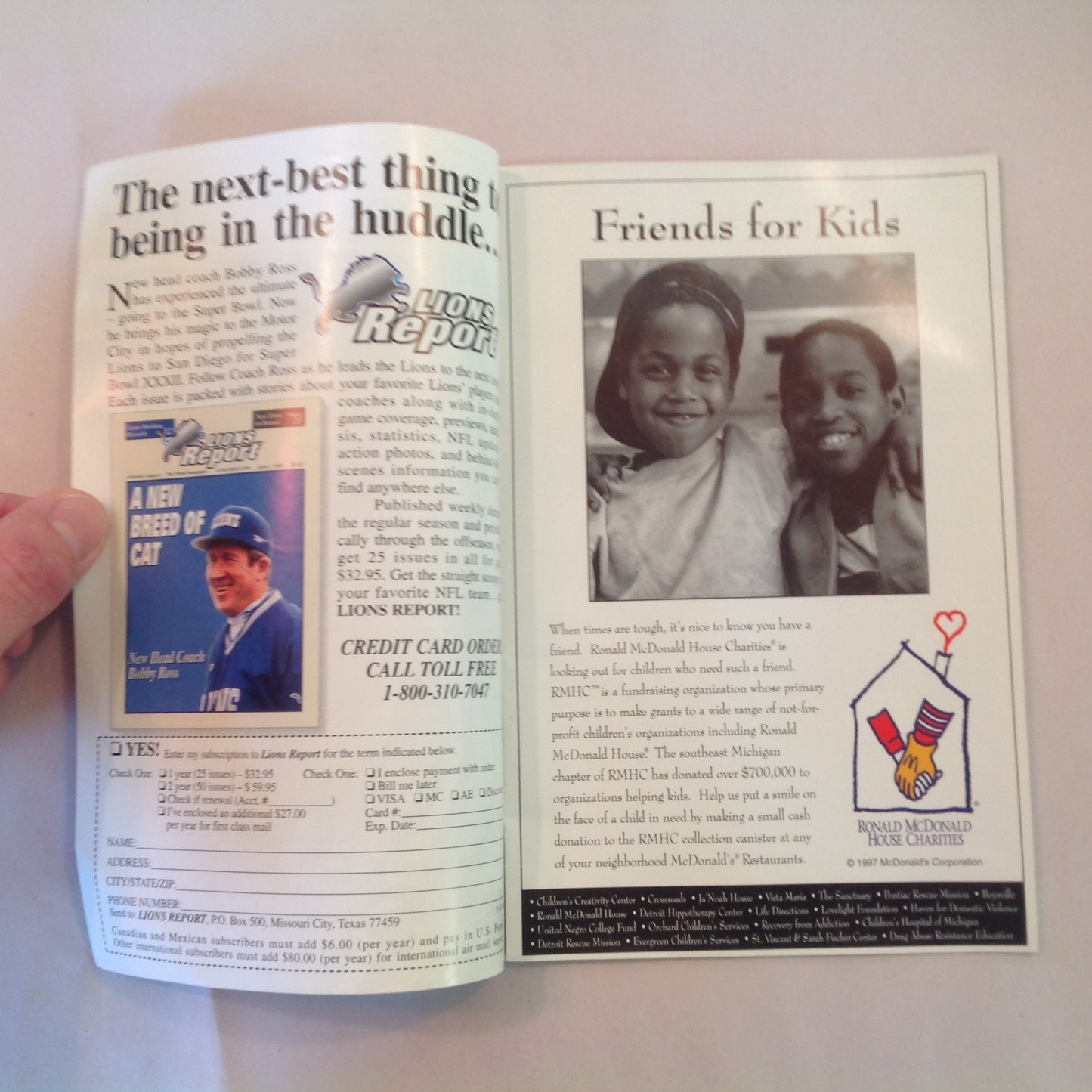 Vintage October 19 1997 Detroit Lions Presents: Kickoff Playbook Lions Vs. New York Giants