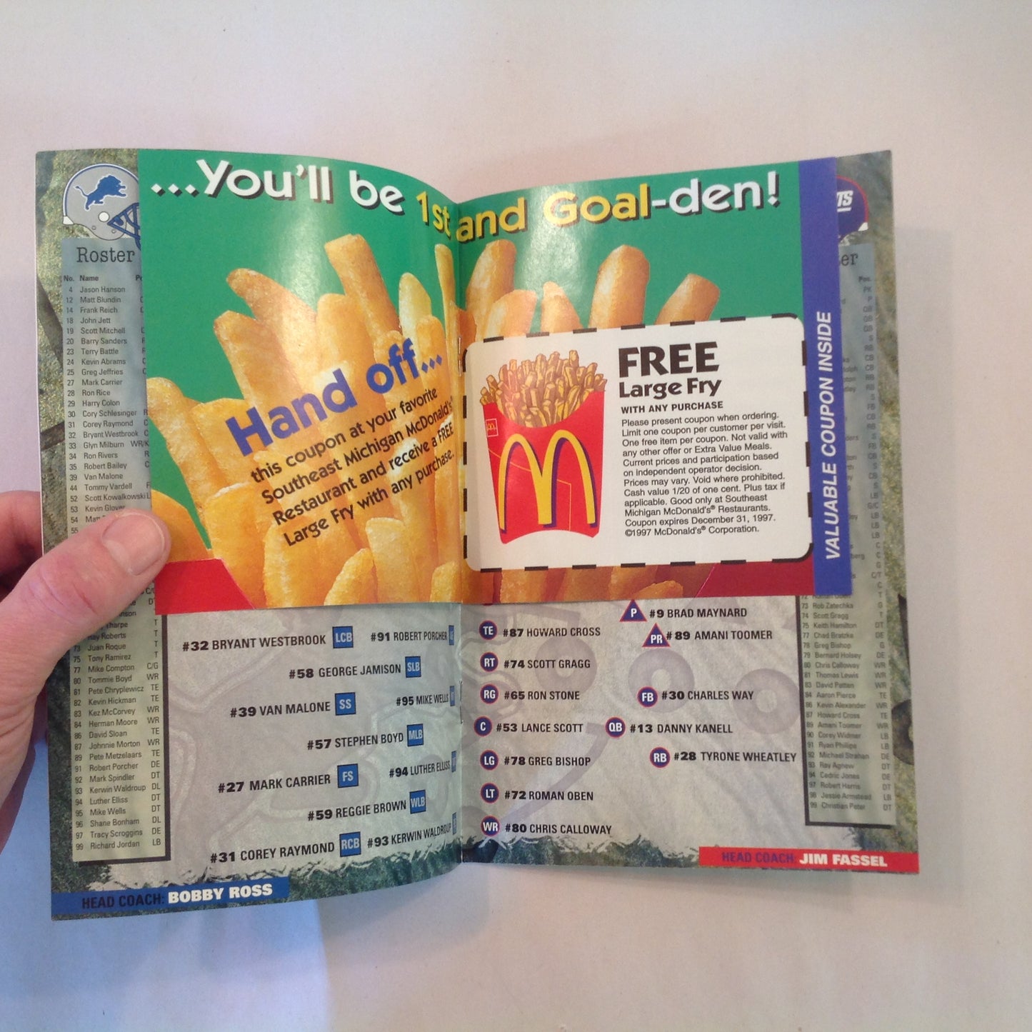 Vintage October 19 1997 Detroit Lions Presents: Kickoff Playbook Lions Vs. New York Giants