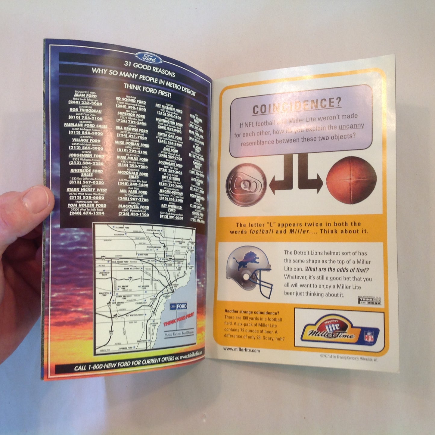 Vintage October 19 1997 Detroit Lions Presents: Kickoff Playbook Lions Vs. New York Giants