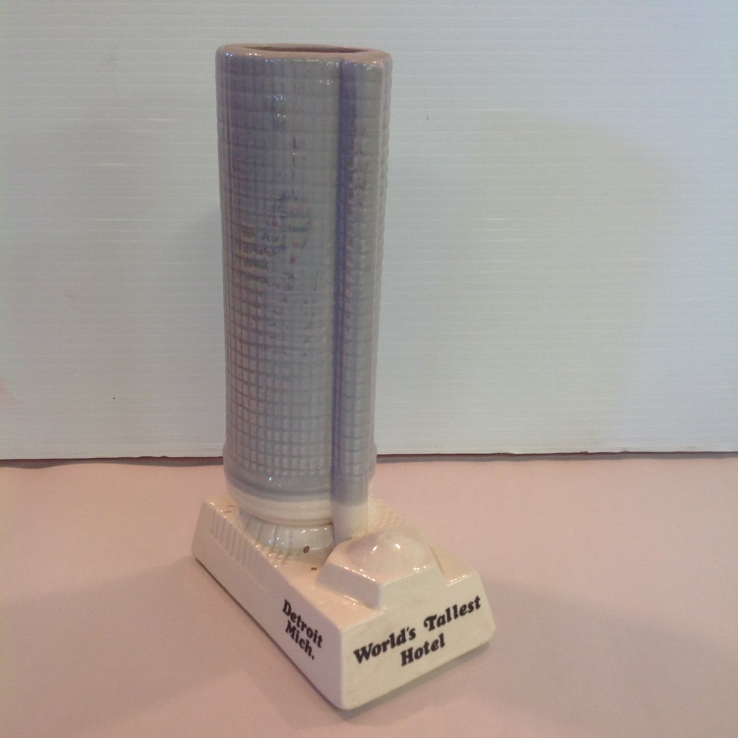Vintage 1979 Porcelain Detroit Plaza World's Tallest Hotel Central Tower Vessel