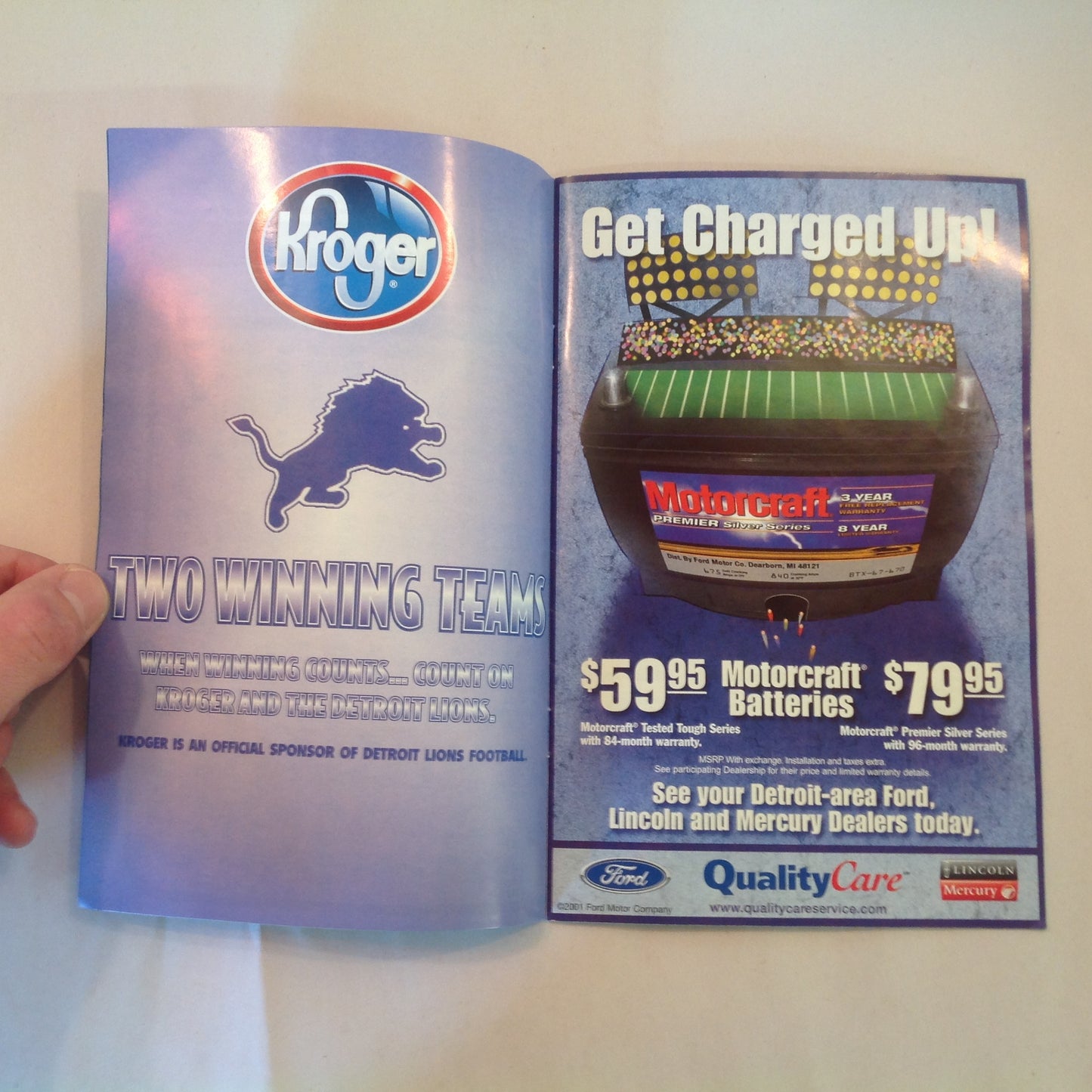 Vintage October 21 2001 Detroit Lions Presents: Kickoff Playbook Lions Vs. Tennessee Titans