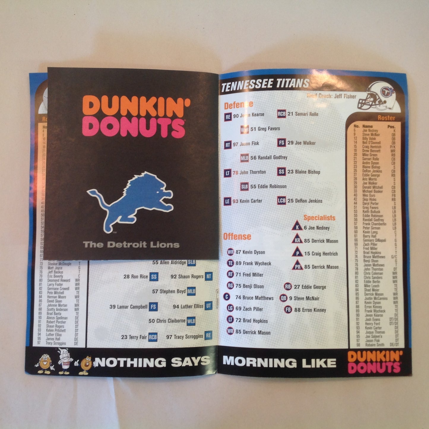 Vintage October 21 2001 Detroit Lions Presents: Kickoff Playbook Lions Vs. Tennessee Titans
