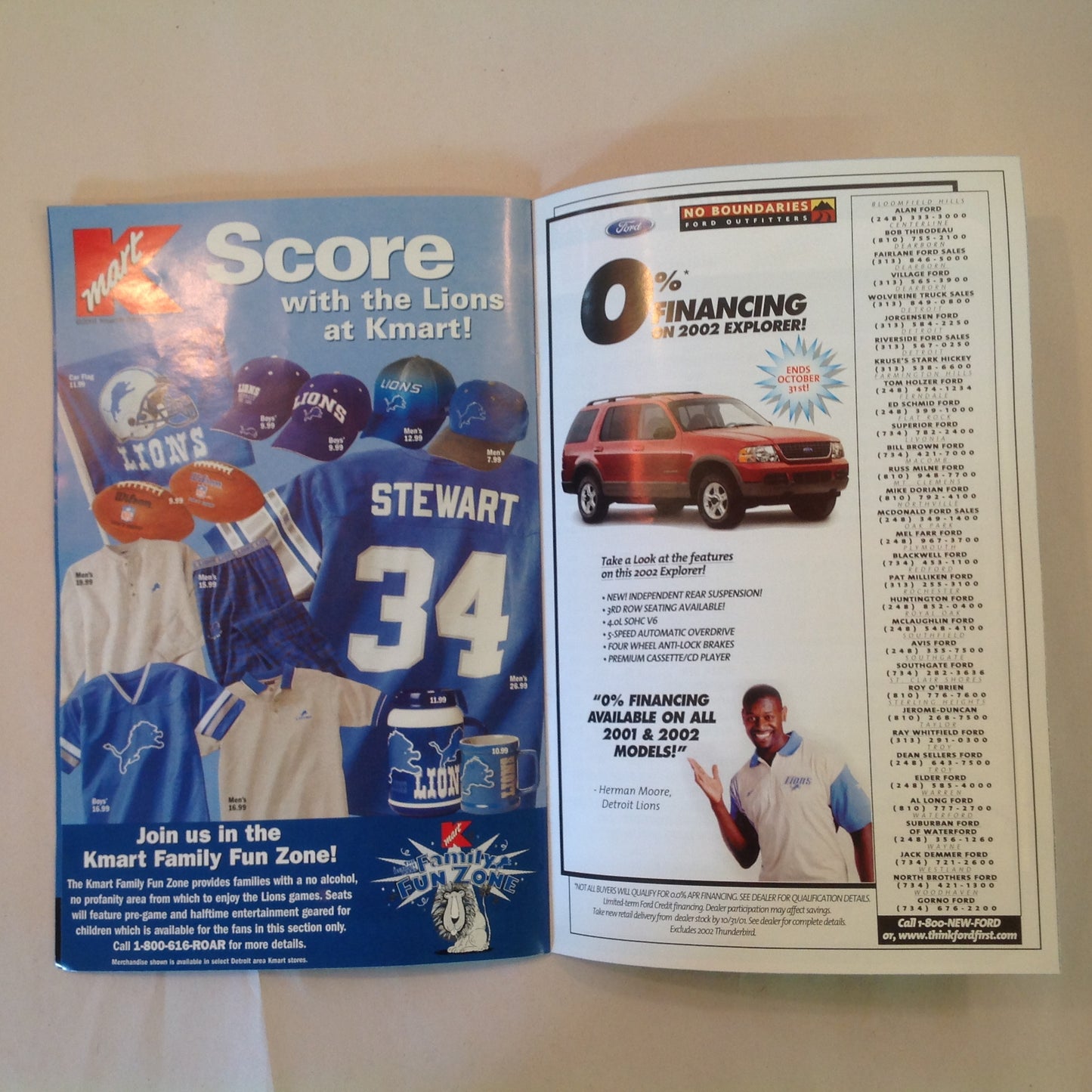 Vintage October 21 2001 Detroit Lions Presents: Kickoff Playbook Lions Vs. Tennessee Titans