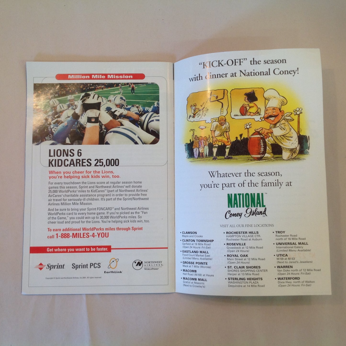 Vintage October 21 2001 Detroit Lions Presents: Kickoff Playbook Lions Vs. Tennessee Titans